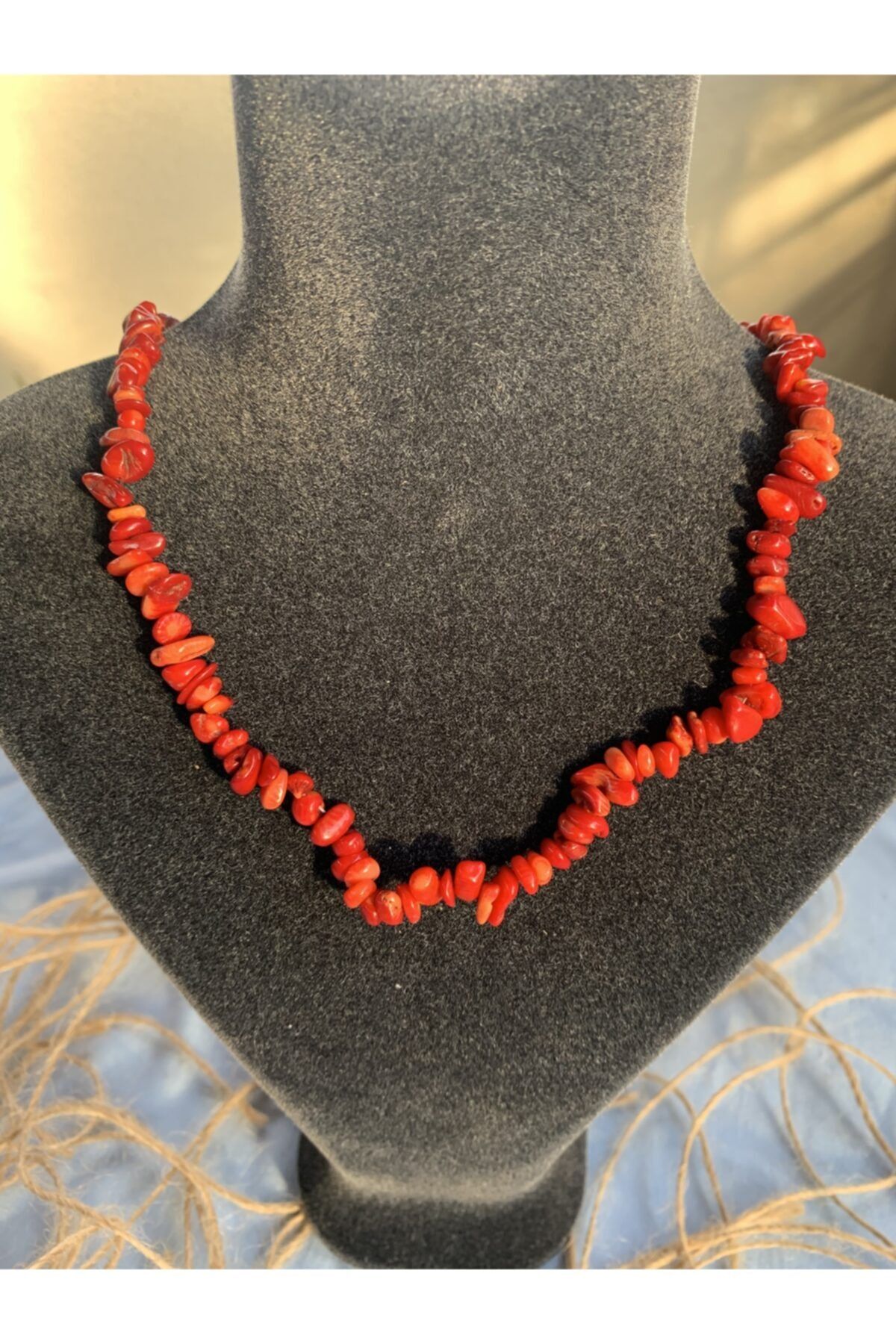 Dibati Accessories Kadın Mercan Taşı Kırık Doğaltaş Kolye
