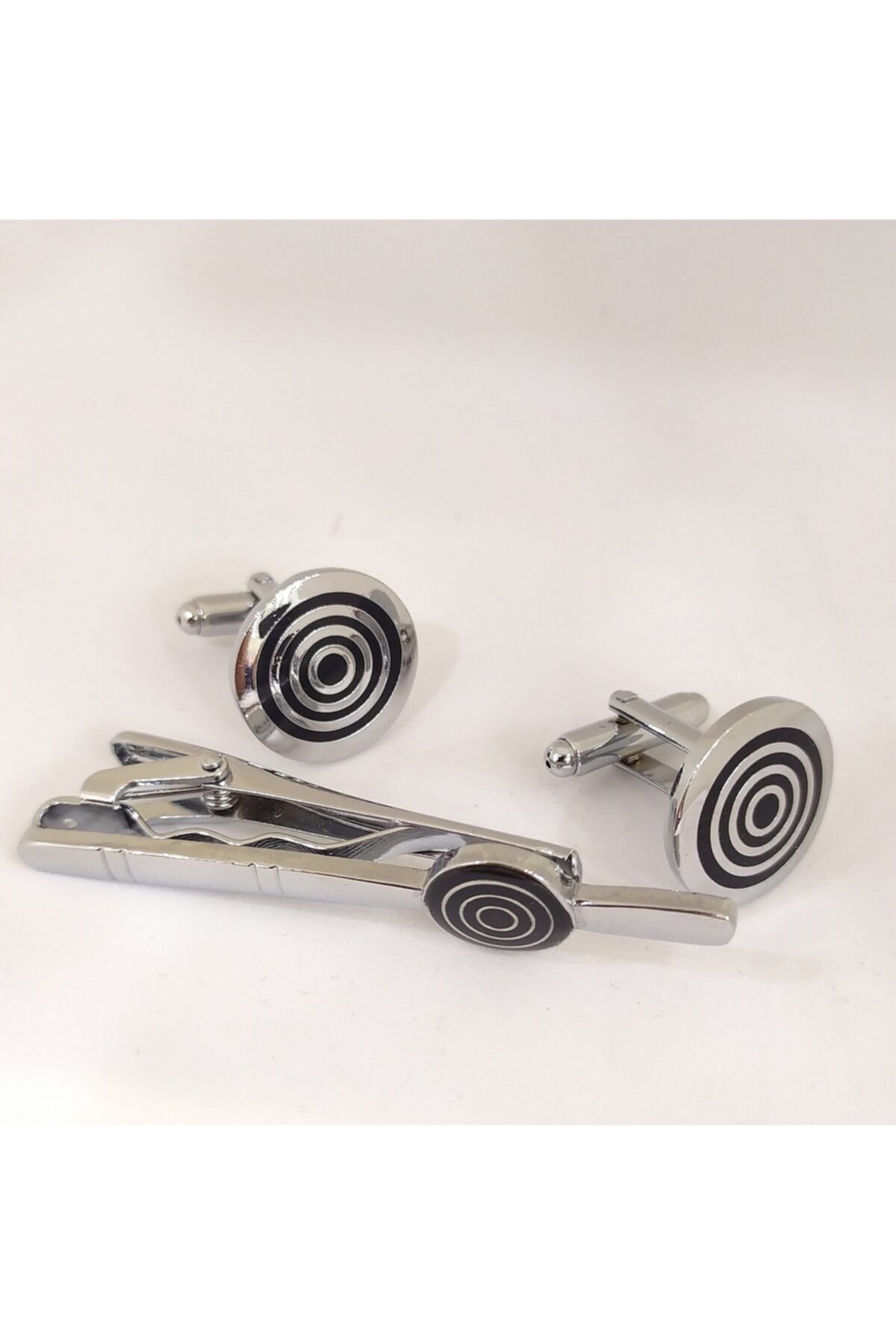 Kehribar gümüş Erkek Çelik Kol Düğmesi Ve Kravat İğnesi