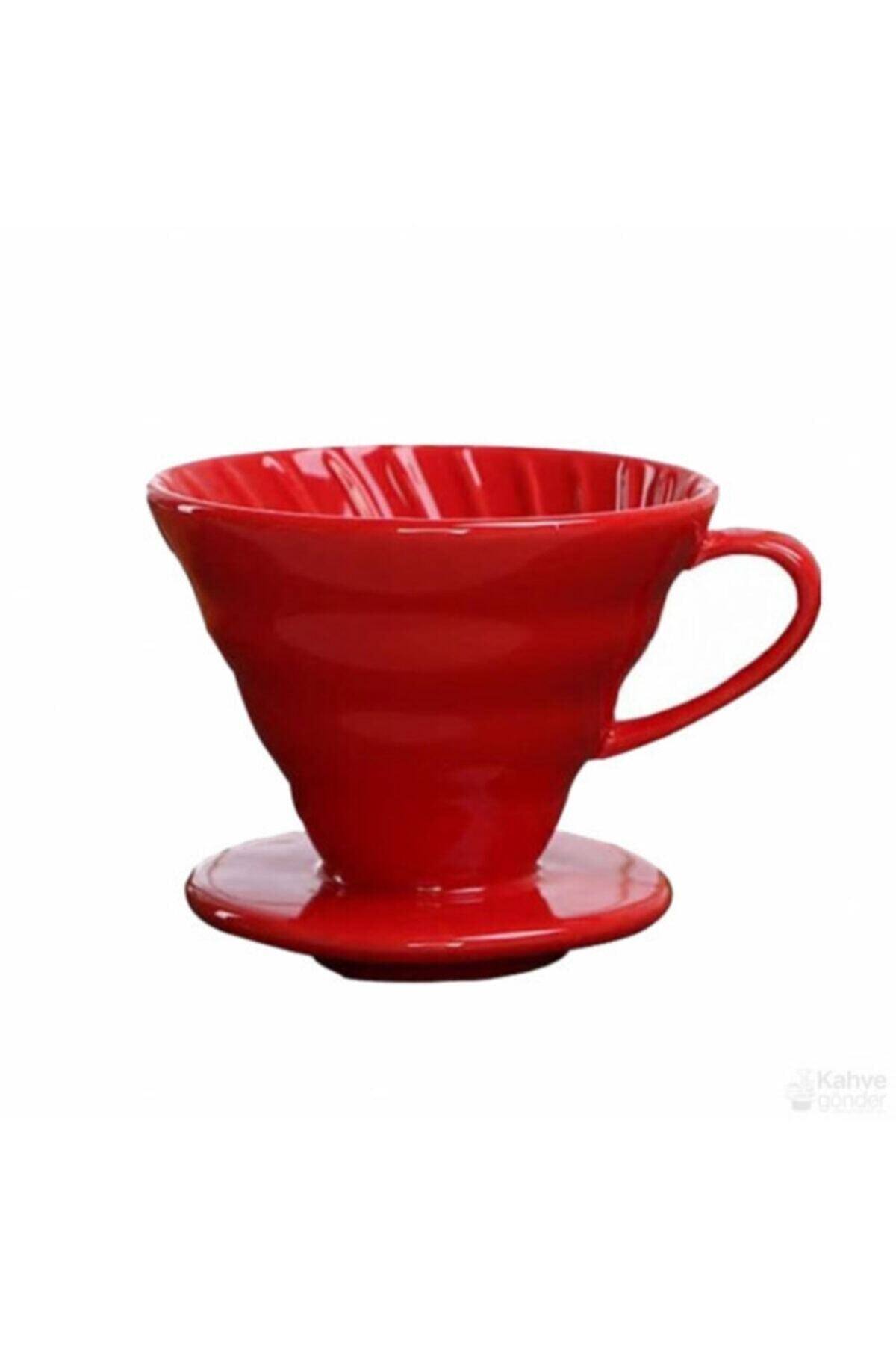 Un Caffe Seramik Dripper Kırmızı V60 02 Filtre Kahve Demleme Ekipmanı