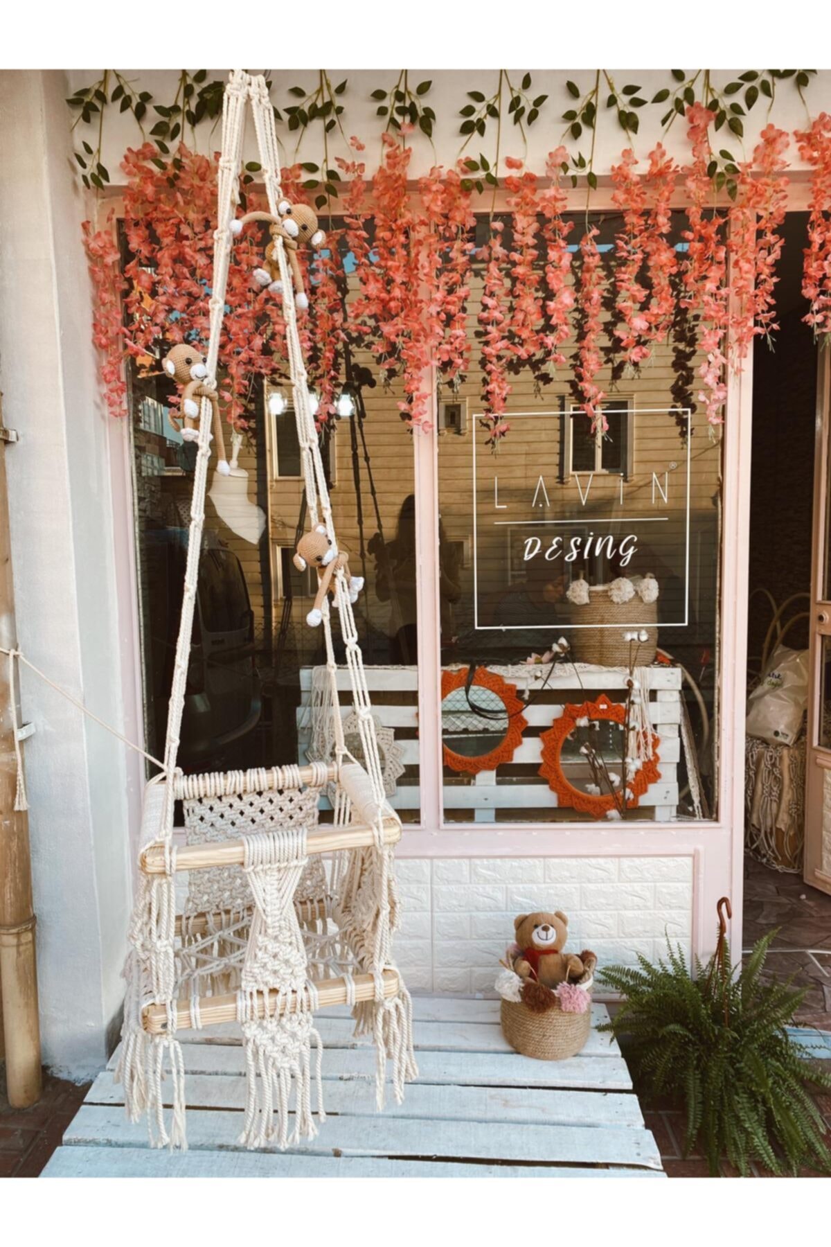 lavin tasarım Makrome&ahşap Bebek Salıncağı