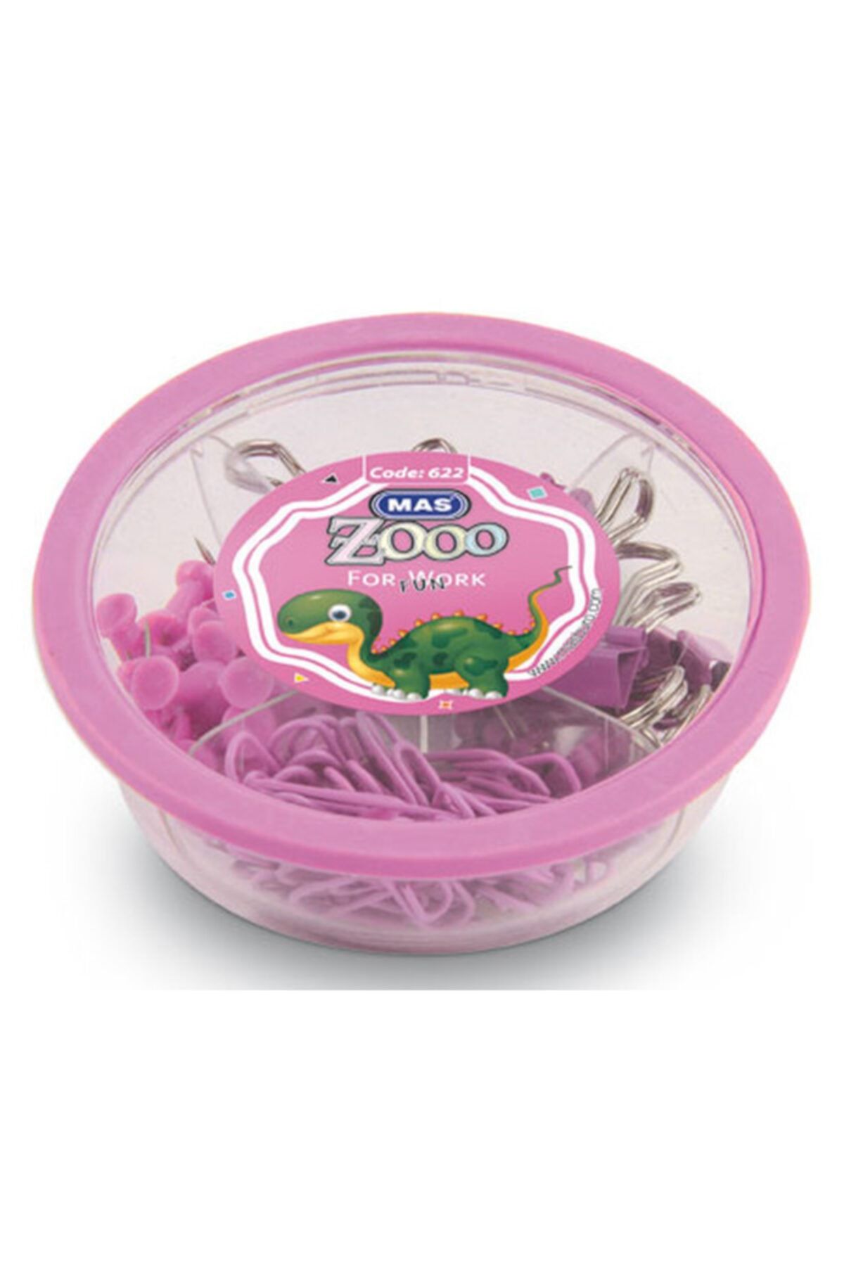 Mas Pembe Karışık Yuvarlak Kutu Ataş Kıskaç