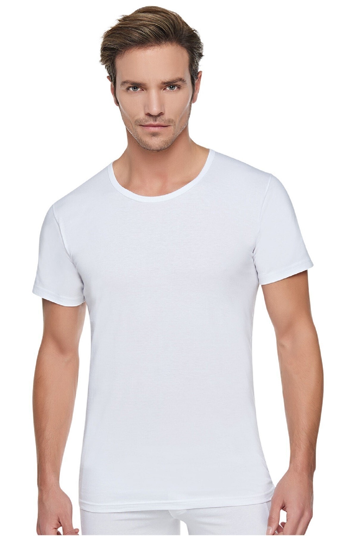 Tutku Erkek Beyaz 4 Adet Bisiklet Yaka Atlet Fanila