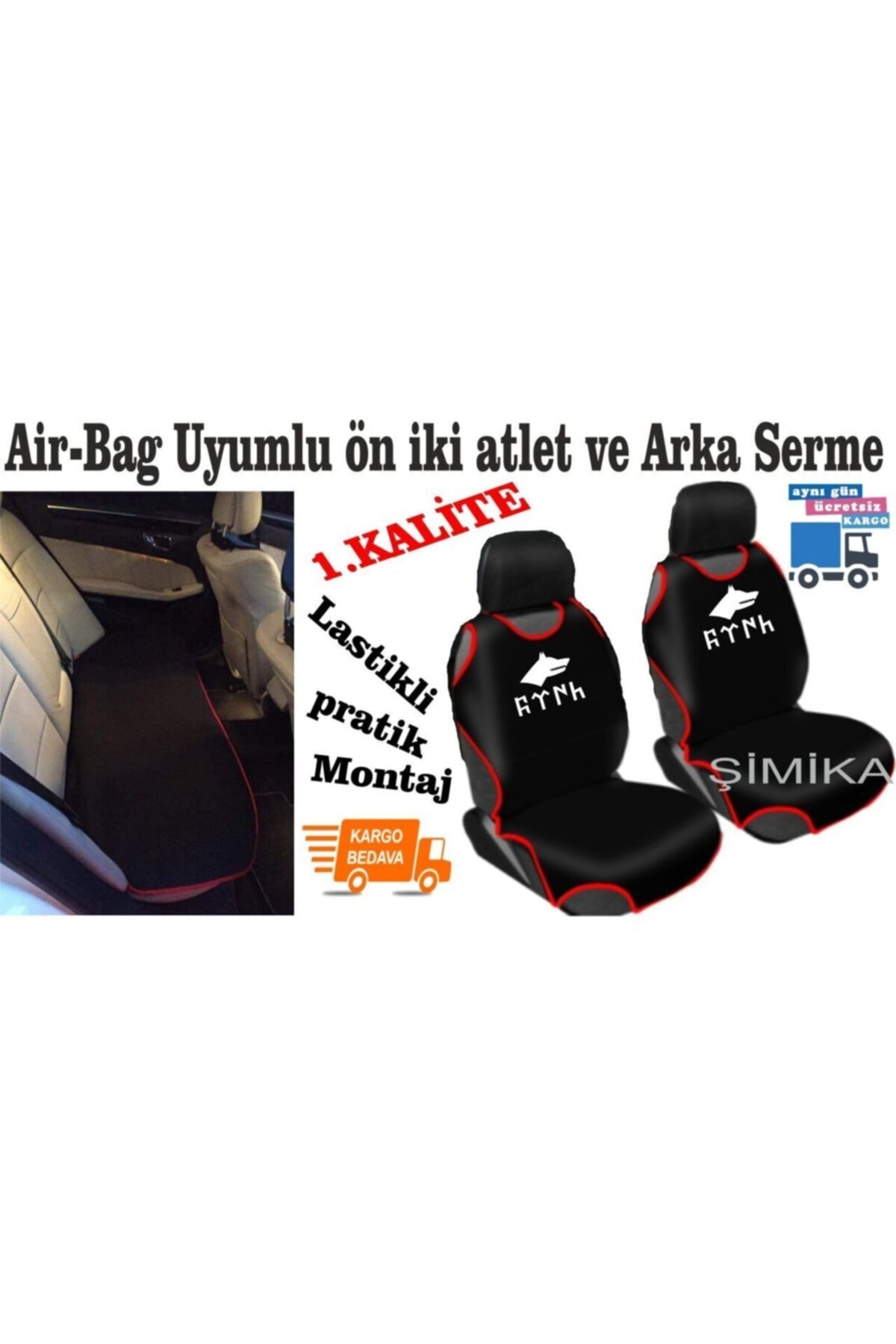 şimika Göktürk Ön Atlet Kılıf Minder Arka Serme Airbag Uyumlu 2 Başlık