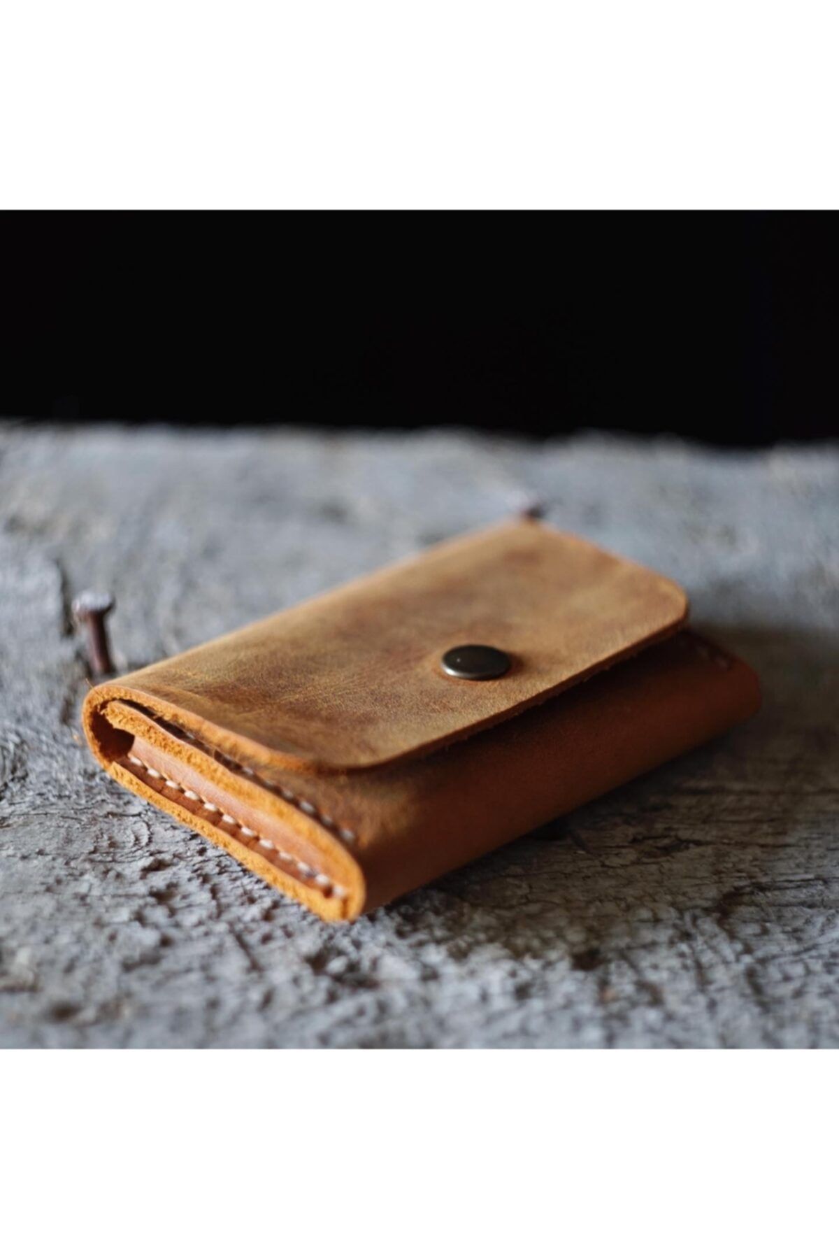 atleather Unisex Camel Arsıl Avuçiçi Tek Bölme Kartlık