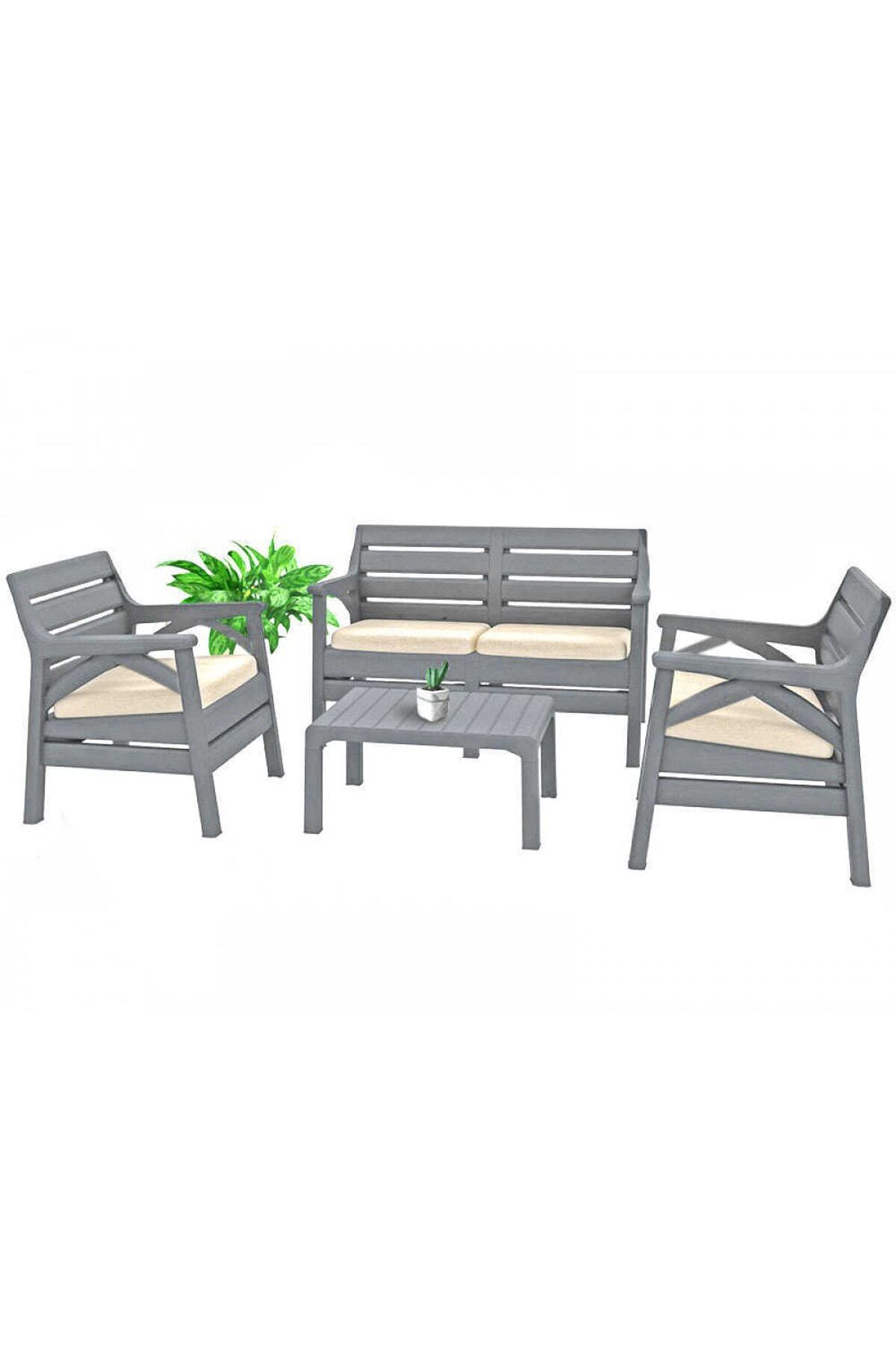 Cook Garden 2li Bahçe Mobilyası Balkon Takımı Ve Oturma Grubu Gri