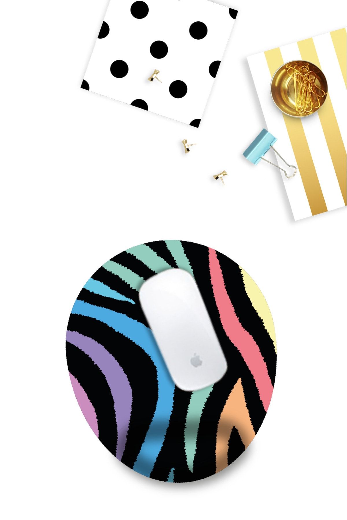 Miya Design Renkli Zebra - Bilek Destekli Mousepad