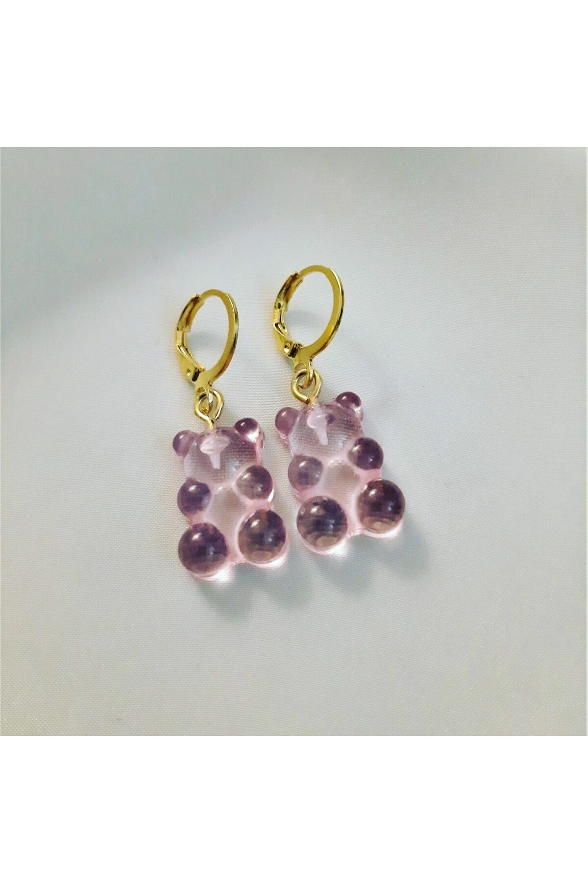 TÜKKAN ACCESSORİES Kadın Sevimli Ayıcık Açık Pembe Jelibon Küpe