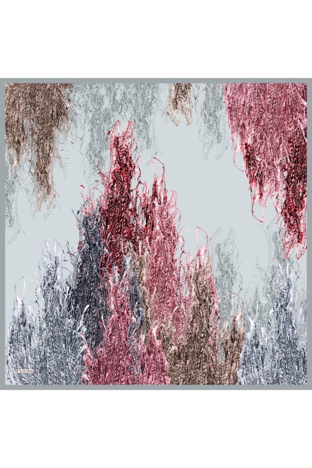 SURA 5423-v4 Ipek Saten Eşarp 90*90 Cm. % 100 Ipek Esarp