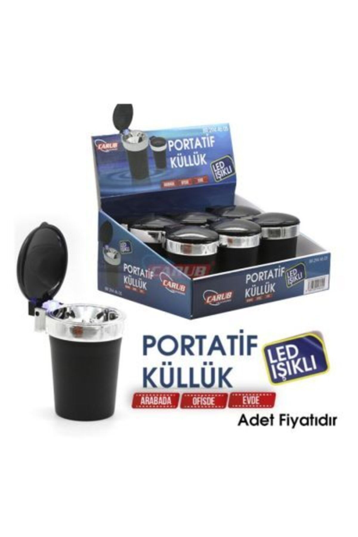 Nettedarikçisi Oto Küllük Black Jett Ledli Kapaklı Portatif St