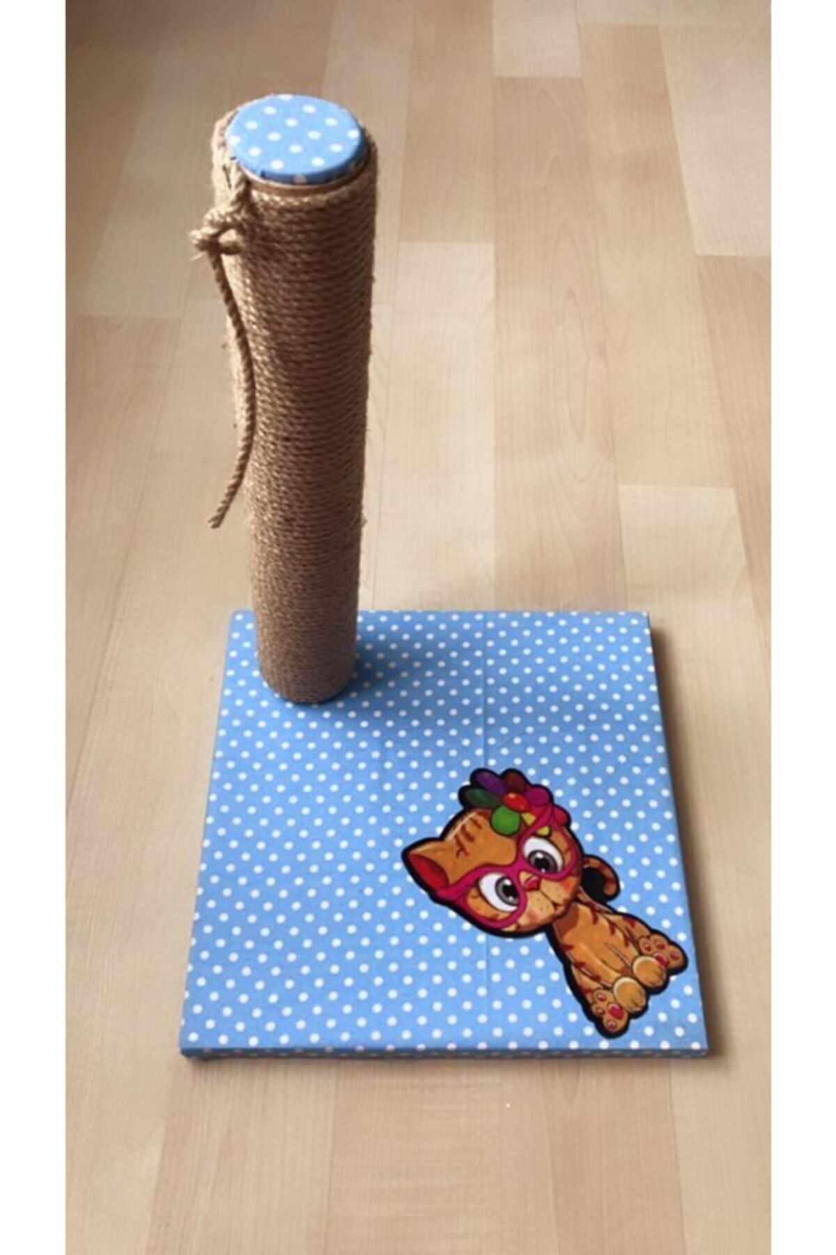 HOBİ 40cm Kedi Tırmalama 3boyutlu Desenli Mavi Kumaş