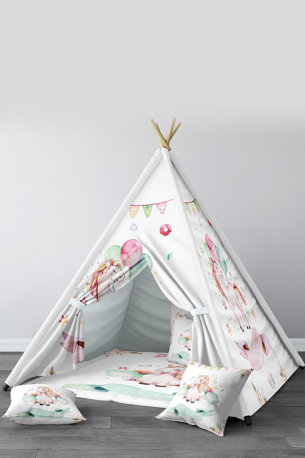 Tinybabyconcept Çocuk Bebek Kızılderili Oyun Çadırı 110 x 110 x 170 cm