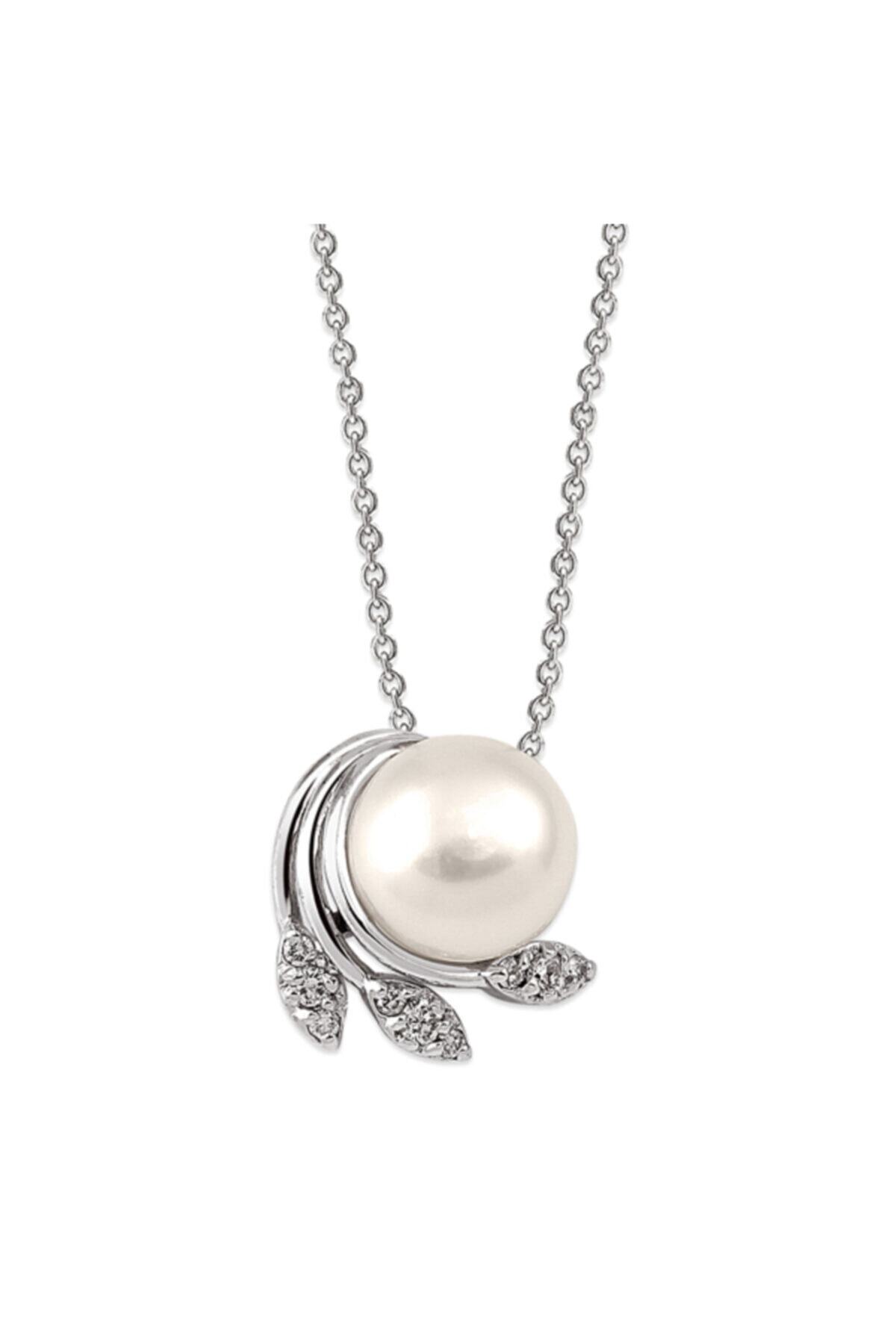 Barok Diamond Kadın Pırlantalı İnci Kolye 0.10ct 14 Ayar