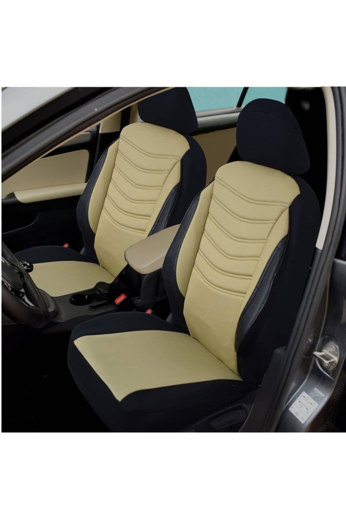 NAVY Fiat Panda Model Oto Koltuk Kılıfı Bej-sıyah