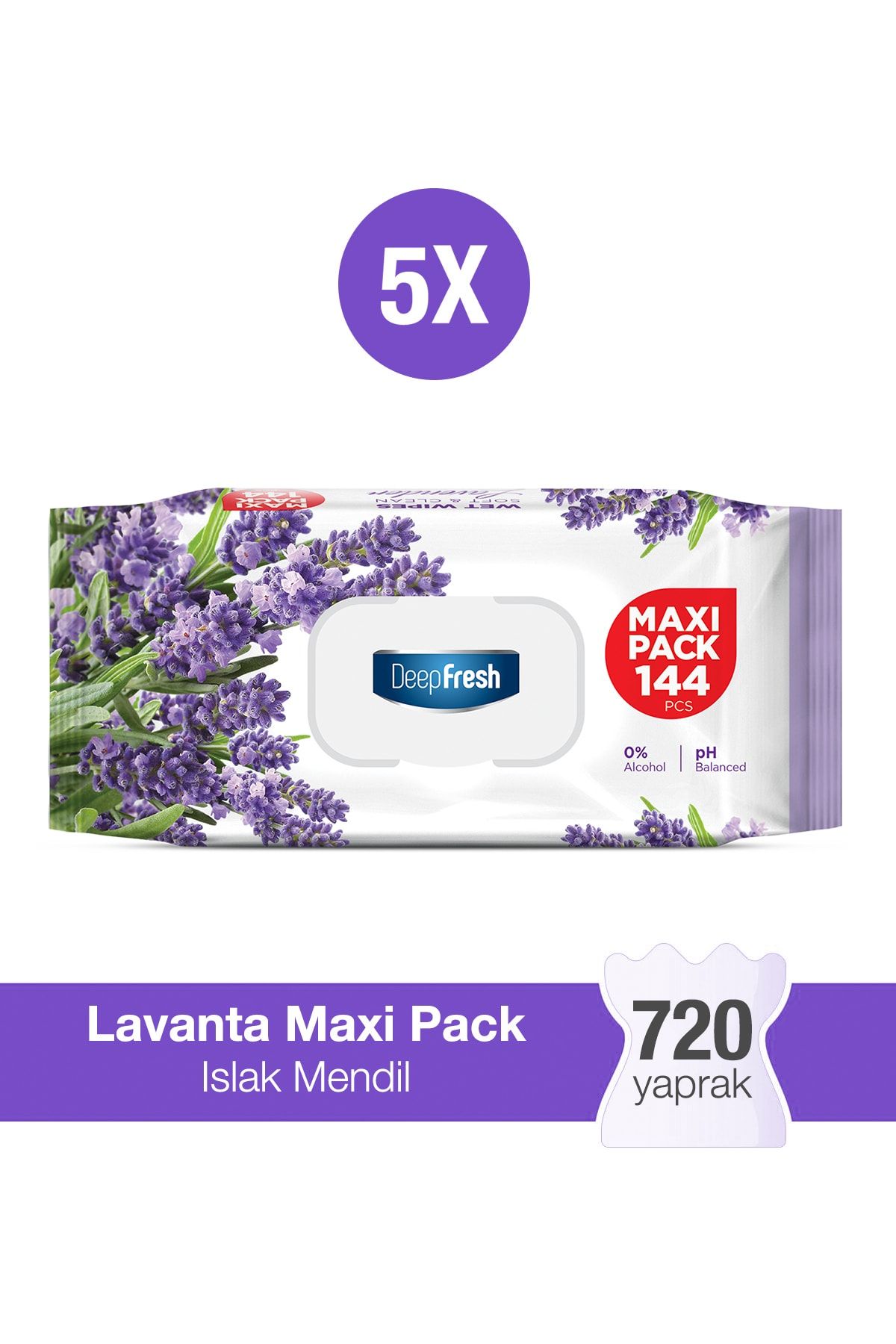 Deep Fresh Maxi Pack Islak Mendil Lavanta 5 X 144 Yaprak