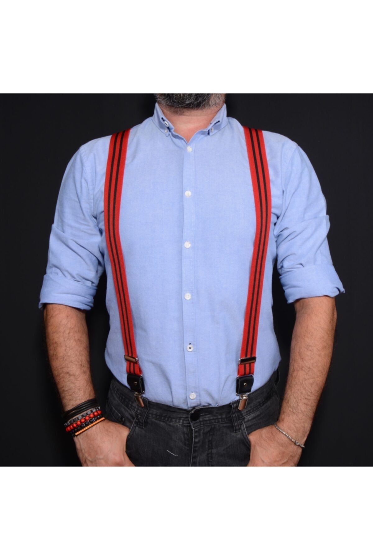 Tedz Collection Siyah Çizgili Pantolon Askısı