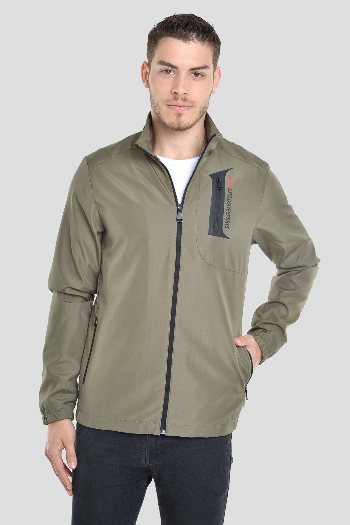 LTC Jeans Erkek Haki Mevsimlik ve Baharlık Fermuar Basklı Spor Ceket