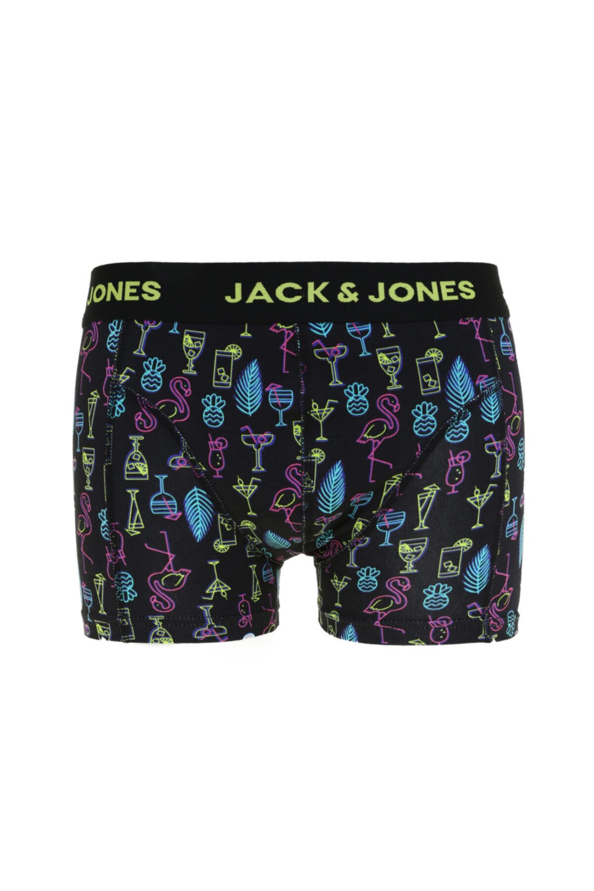 Jack & Jones 12194472_jacjon Trunks Try Siyah - Mavi - Sarı Desenli Erkek Boxer