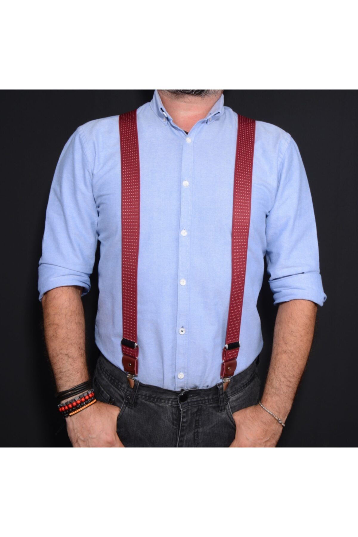 Tedz Collection Bordo Şeritli Pantolon Askısı