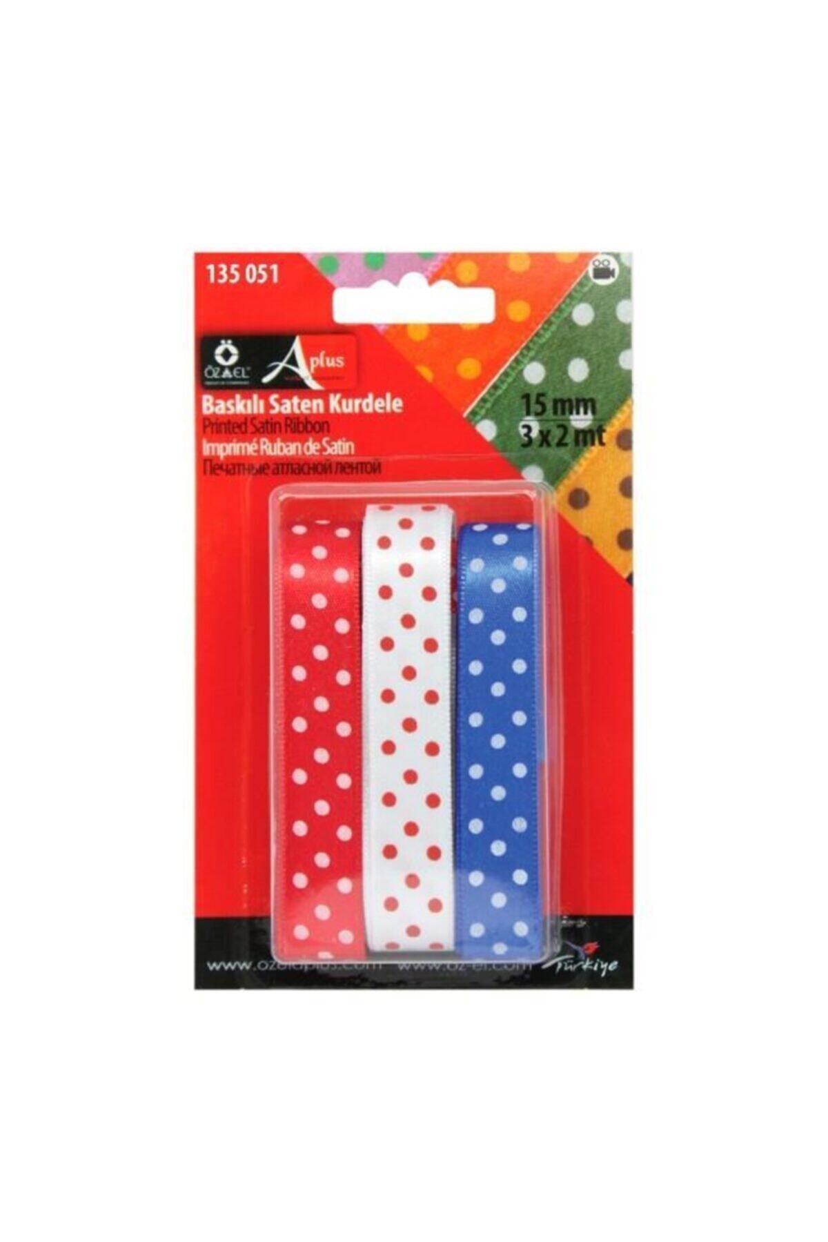 ÖZEL AŞ 135 051 Puantıye Baskılı Saten Kurdela 15mm./kırmızı-beyaz-m