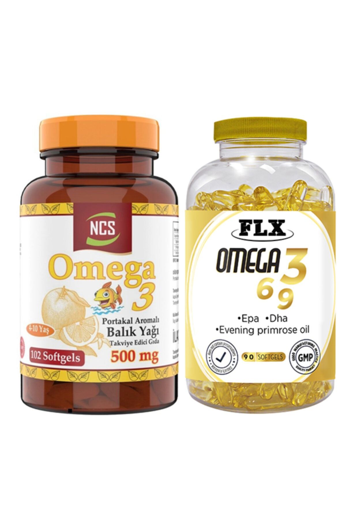 NCS Omega 3 Balık Yağı 500 Mg 102 Softgel Portakal Aromalı & Flx Omega 3-6-9 90 Tablet