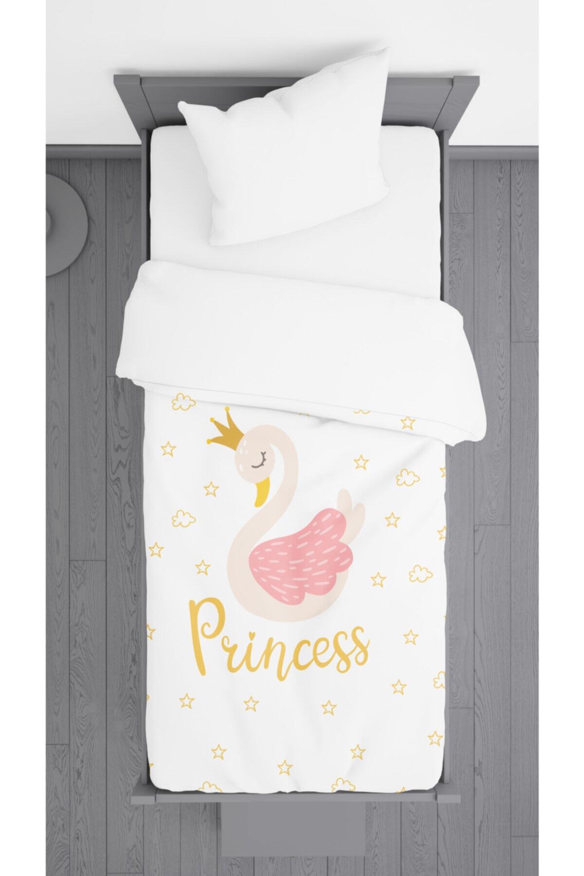 Ziu Kids Princess Kuğu Desenli Dekoratif Yatak Örtüsü 140x220