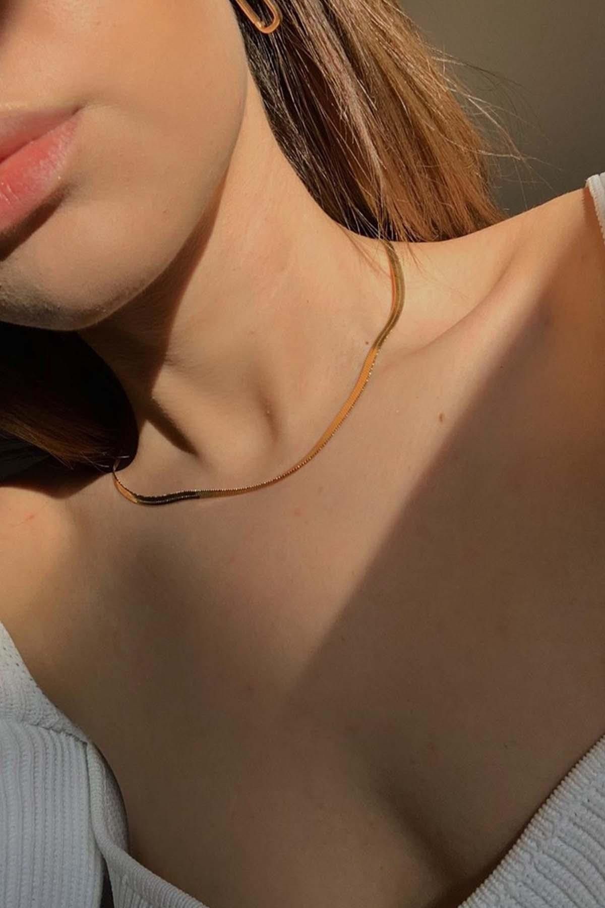 Amoreist Amore.ist Italyan Zincir Gold Çelik Kolye