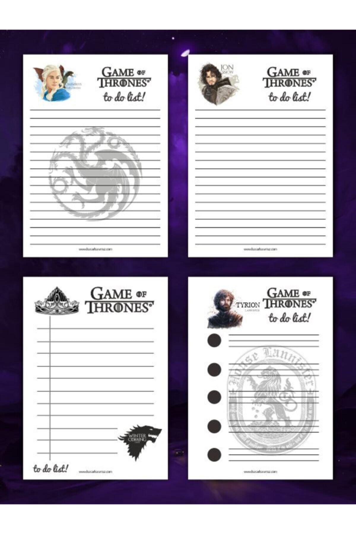 basarbasmaz 4'lü Game Of Thrones Note Pad Bloknot To Do List 10x14 cm
