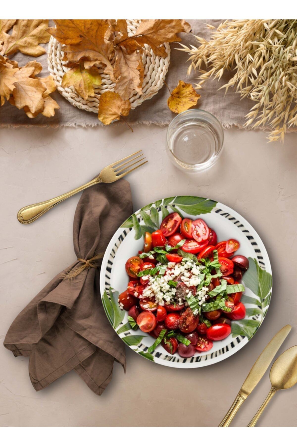 The Mia Monreve Safari 25cm Porselen Yaprak Çukur Salata Kasesi Mnr008