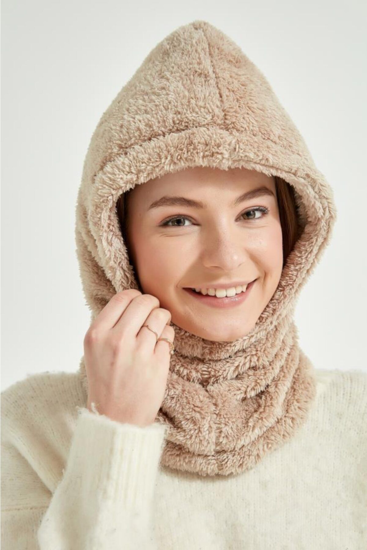 FELLMENS Unisex Bej Kürk Boyunluk