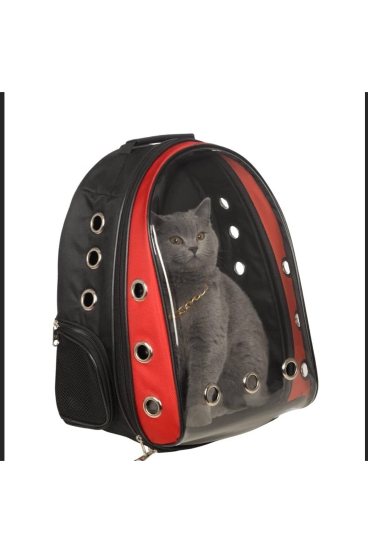 Tropheus çanta Şeffaf Astronot Kırılmaz Kedi Köpek Taşıma Çantası 42 X 22 X 33 Cm Kırmızı