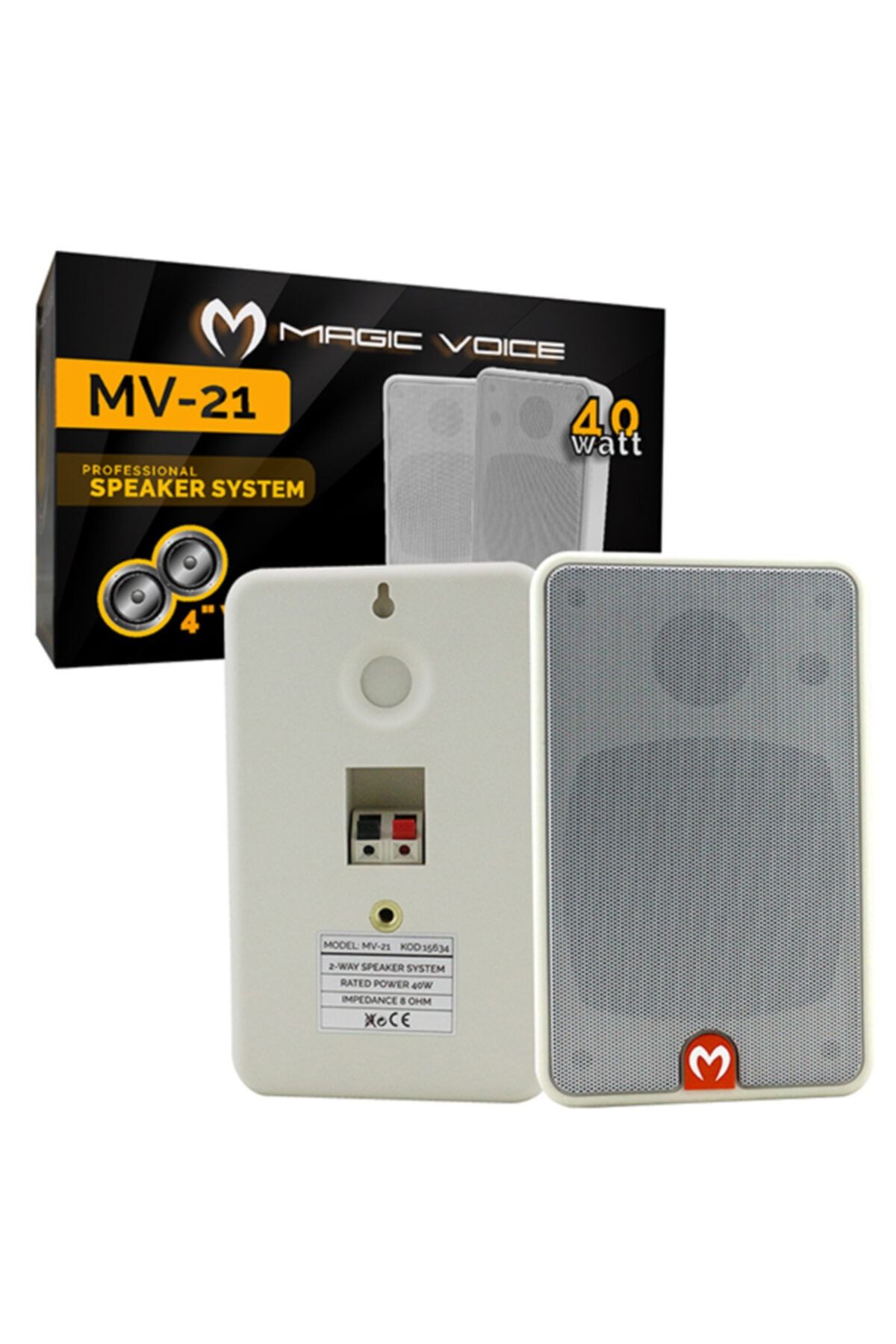 Angel Of Life Magıcvoıce Mv-21 10 Cm 40 Watt Beyaz Sütun Hoparlör 2li Takım Trafosuz
