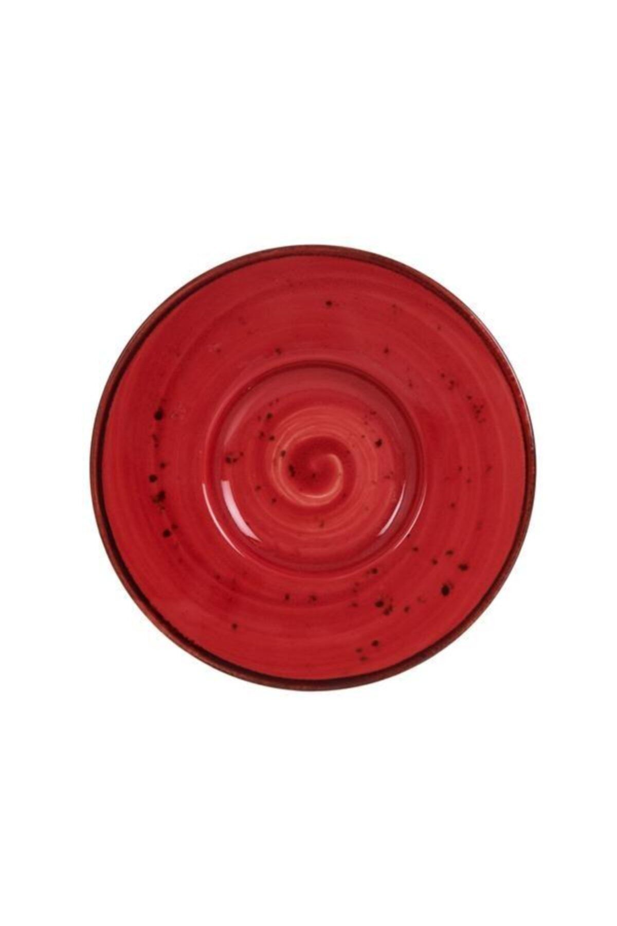 Tulü Porselen Heybeli Çay Tabağı Kırmızı 13 cm
