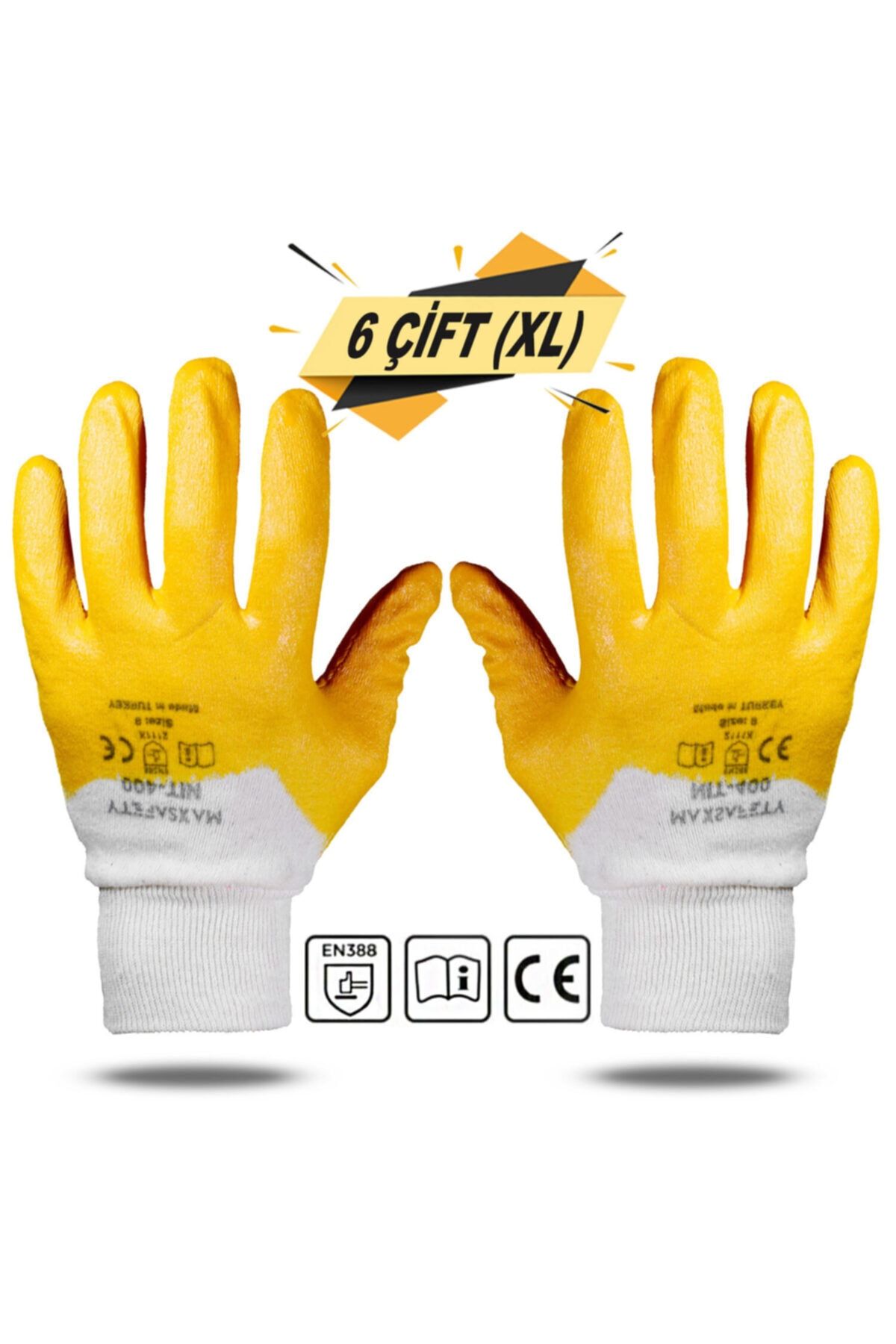 Badem10 Maxsafety Nıt-400 Nitril Kaplama Sanayi Iş Usta Eldiveni 10/xl (6 Çift)