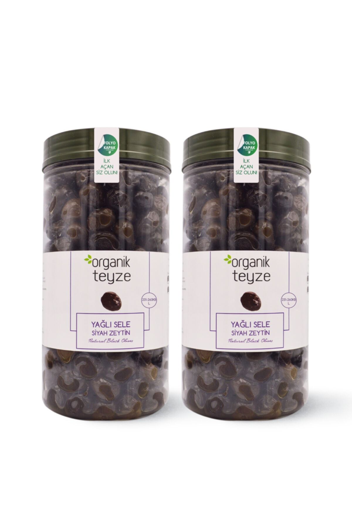 Organik Teyze Yağlı Sele Siyah Zeytin (231-260, L) 1kg X 2