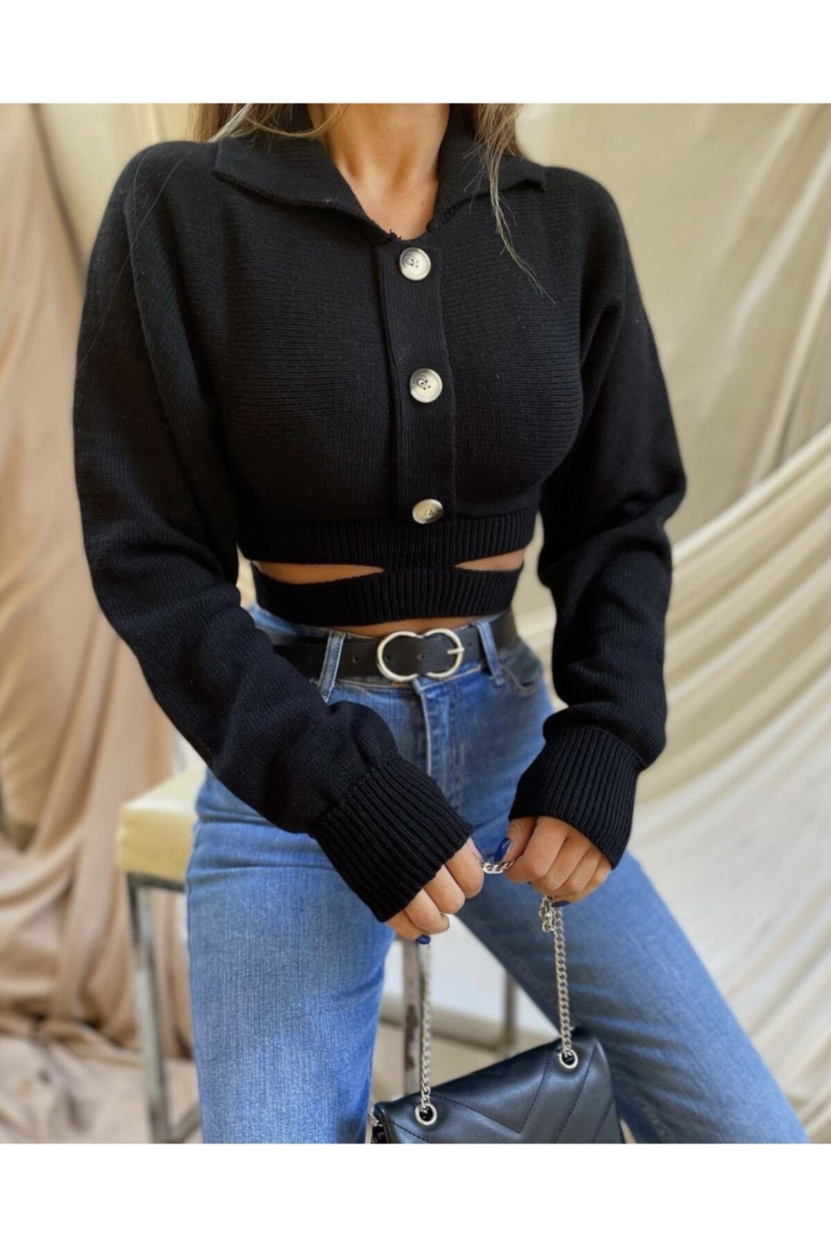 Qu Style Siyah Hırka