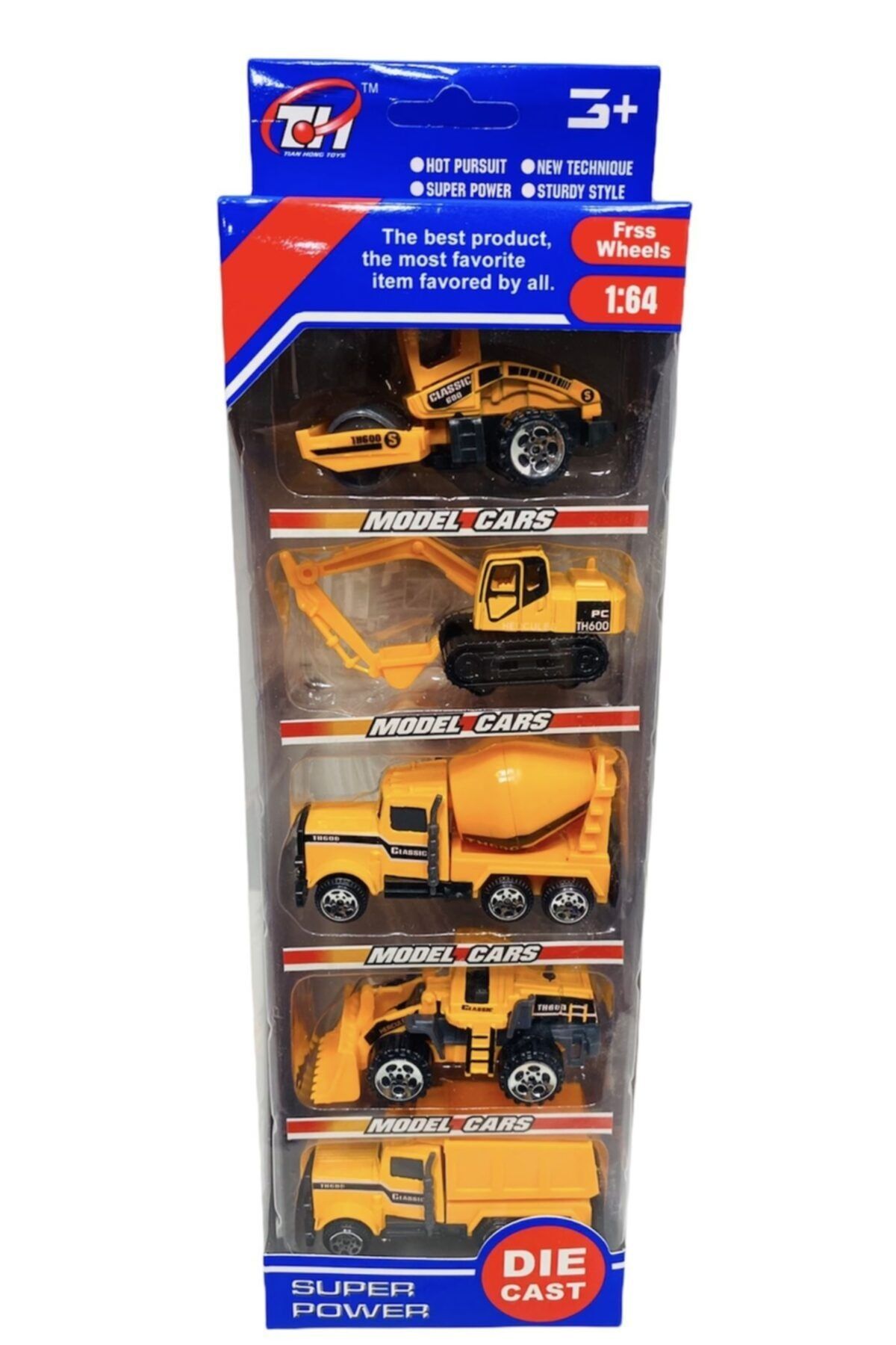 toysandmore Kepçe Beton Mikseri Kamyon 5 Li Metal Mini Oyuncak Inşaat Araçları Seti