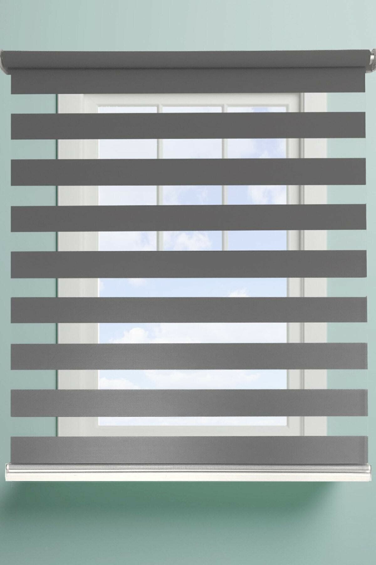 Taç Koyu Gri Zebra Stor Perde