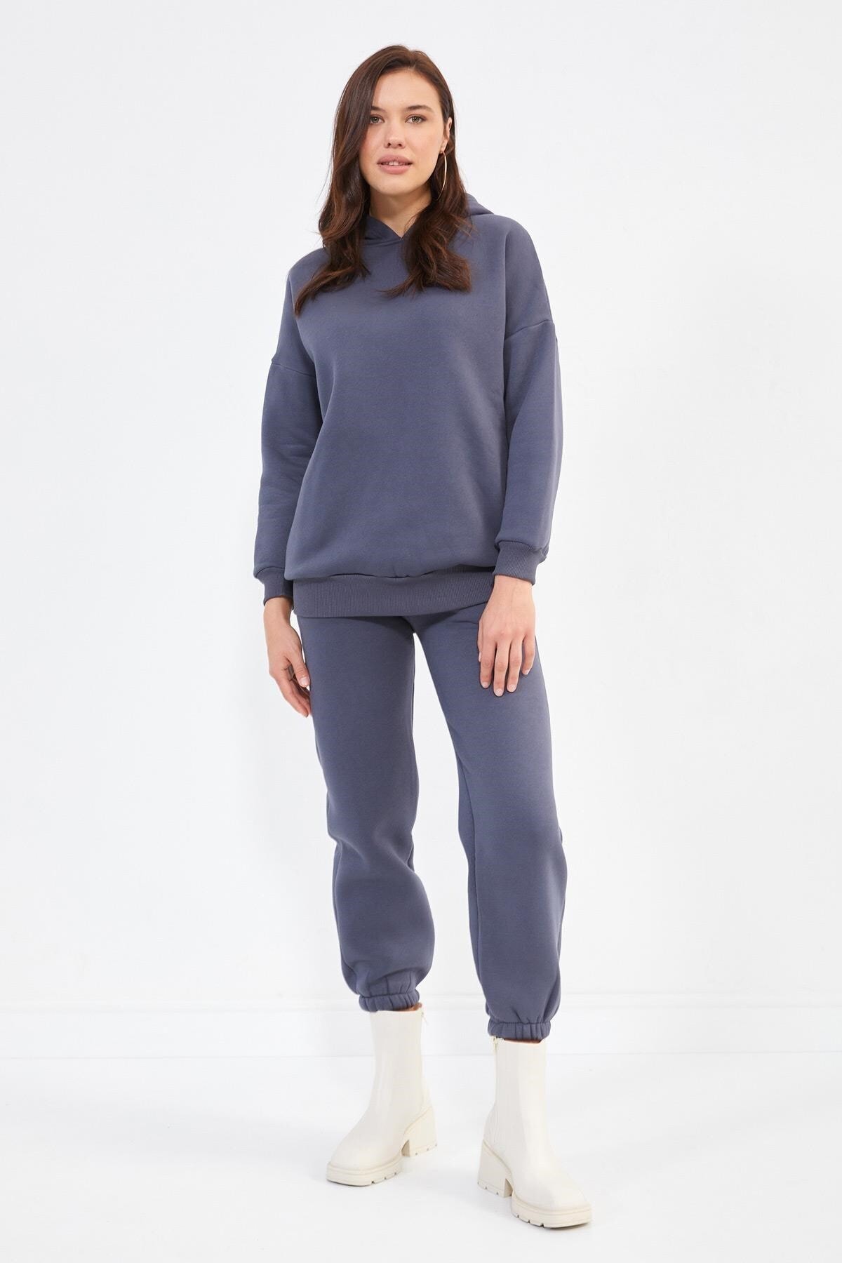 Setre Antrasit Kapüşonlu Içi Polarlı Eşofman Takım