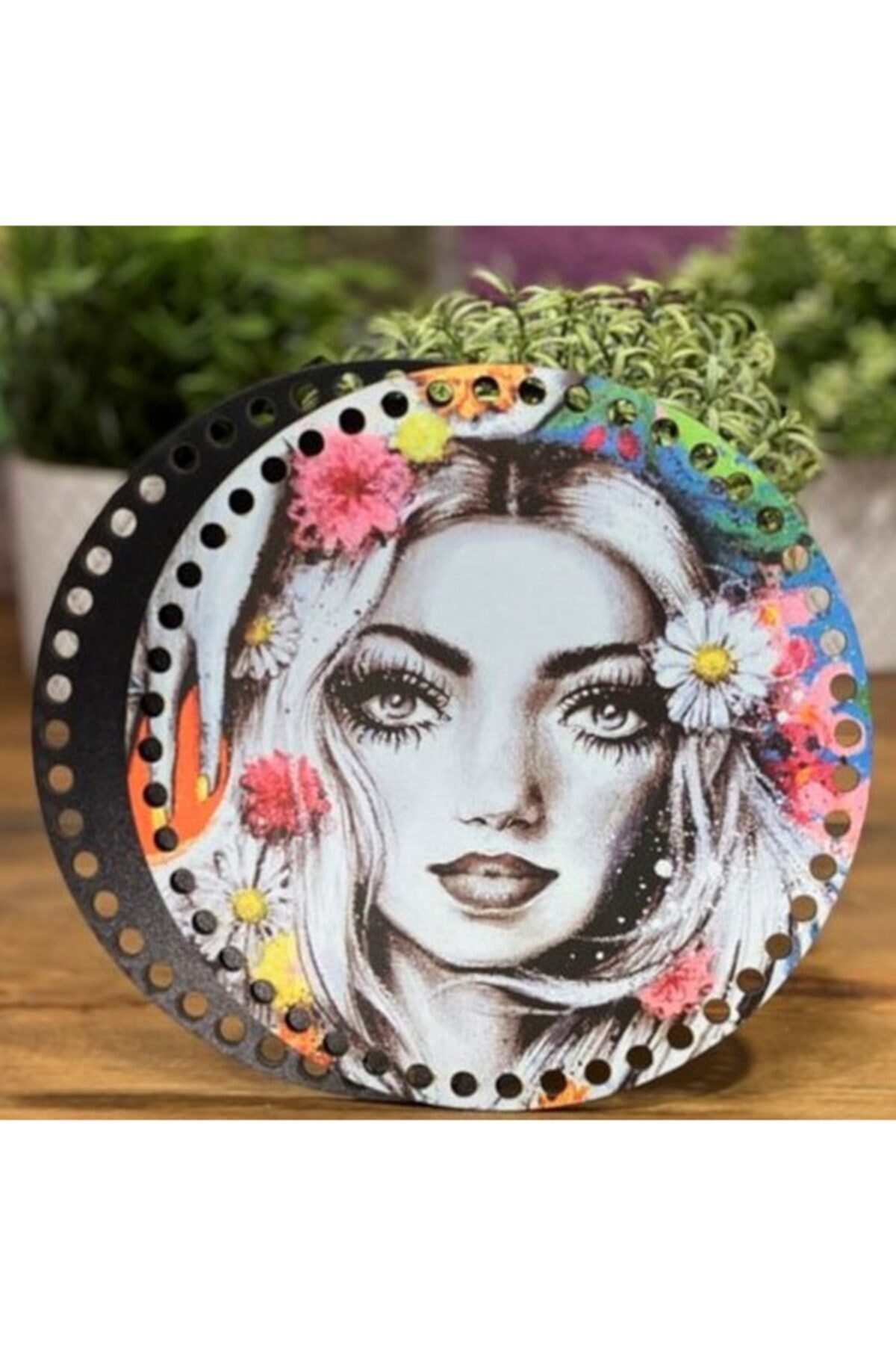 Diva İplik Diva Line Çanta Kenarı Ahşap Baskılı 2'li (çap: 20 Cm) Bck-70