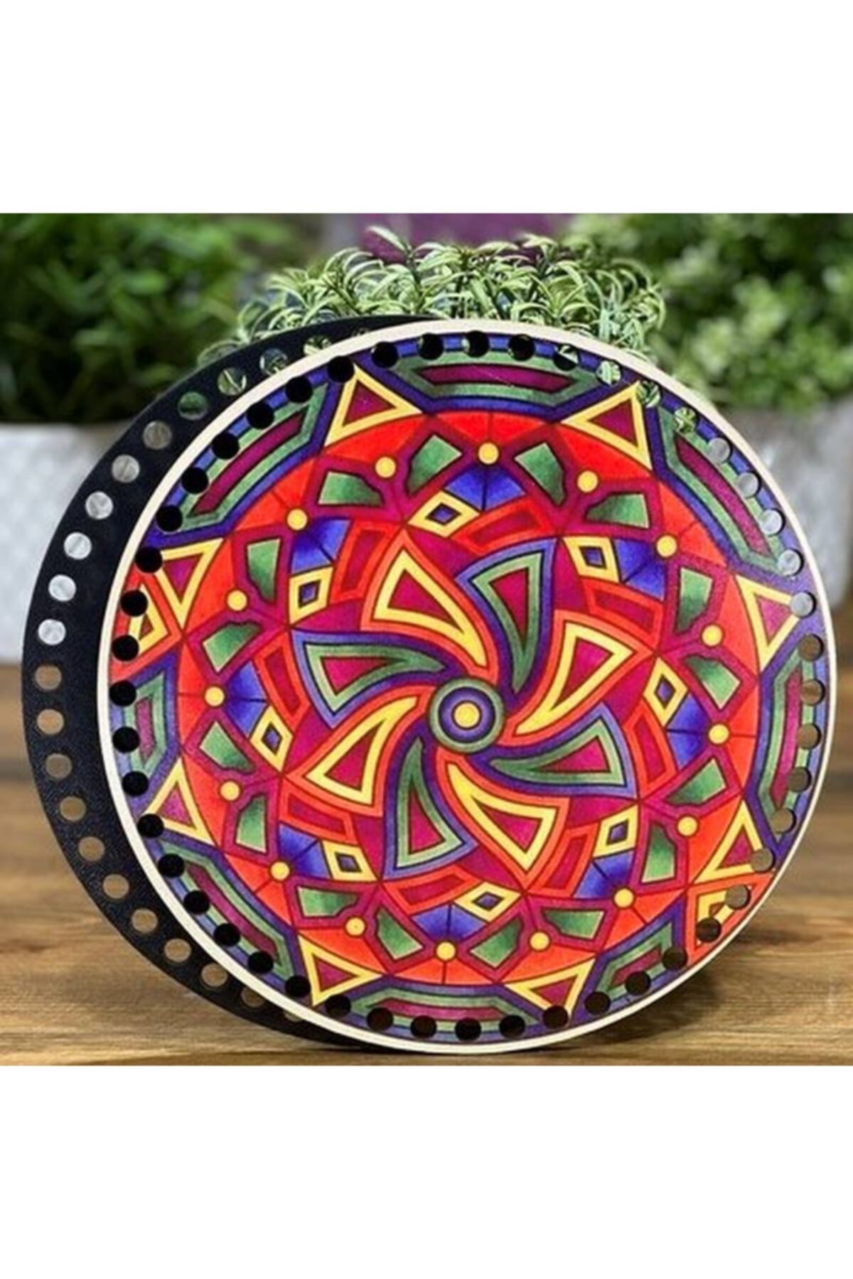 Diva İplik Diva Line Çanta Kenarı Ahşap Baskılı 2'li (çap: 20 Cm) Bck-97