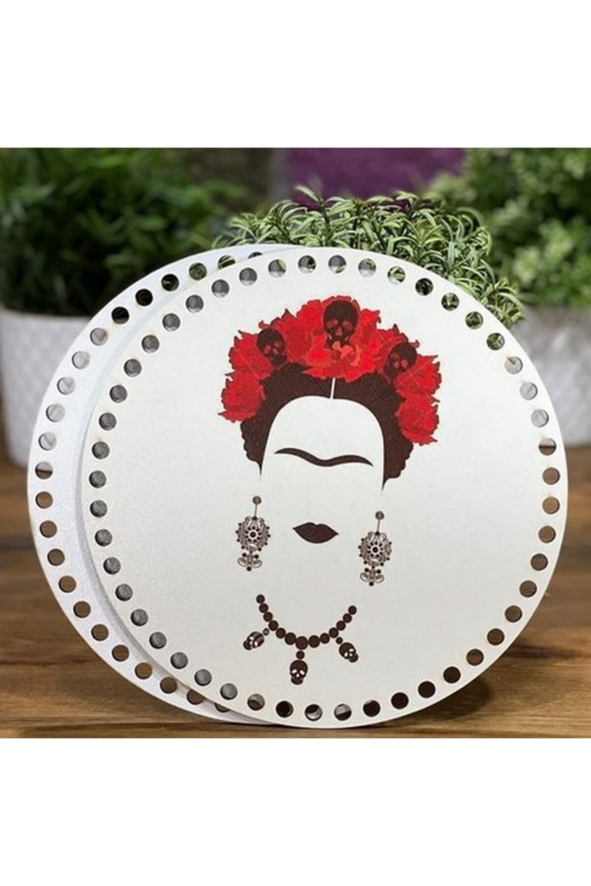 Diva İplik Diva Line Çanta Kenarı Ahşap Baskılı 2'li (çap: 20 Cm) Bck-78