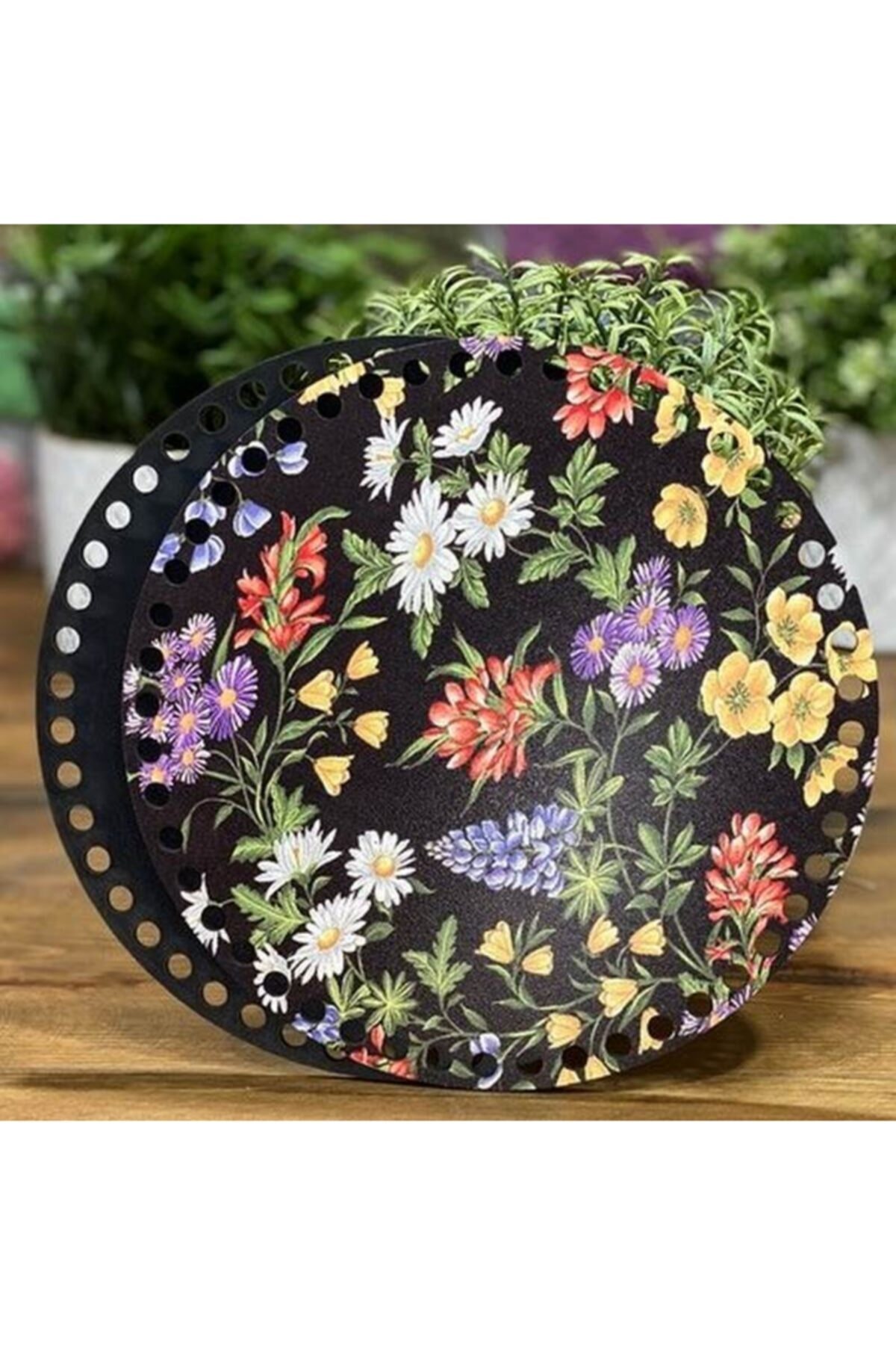 Diva İplik Diva Line Çanta Kenarı Ahşap Baskılı 2'li (çap: 20 Cm) Bck-46
