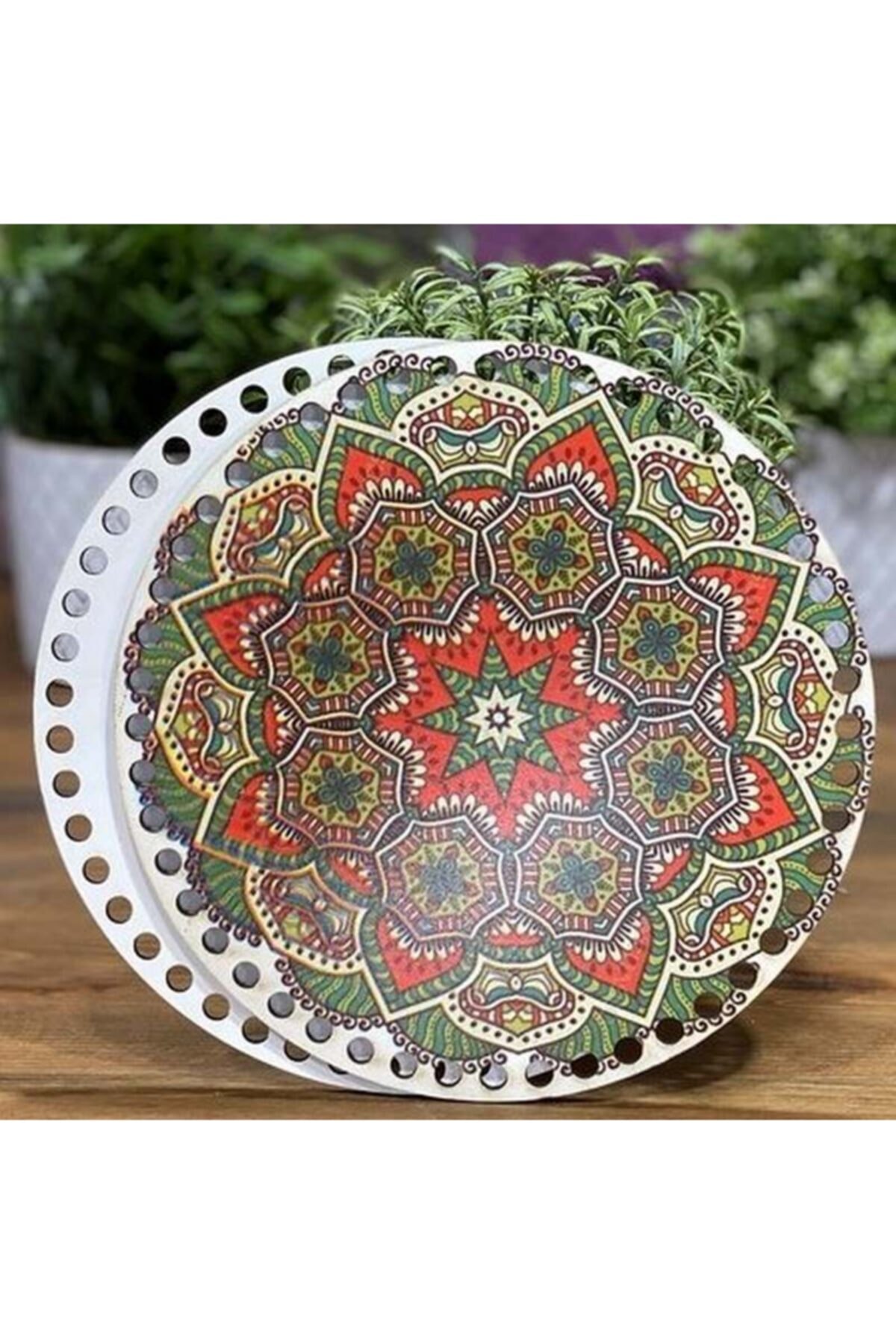 Diva İplik Diva Line Çanta Kenarı Ahşap Baskılı 2'li (çap: 20 Cm) Bck-49