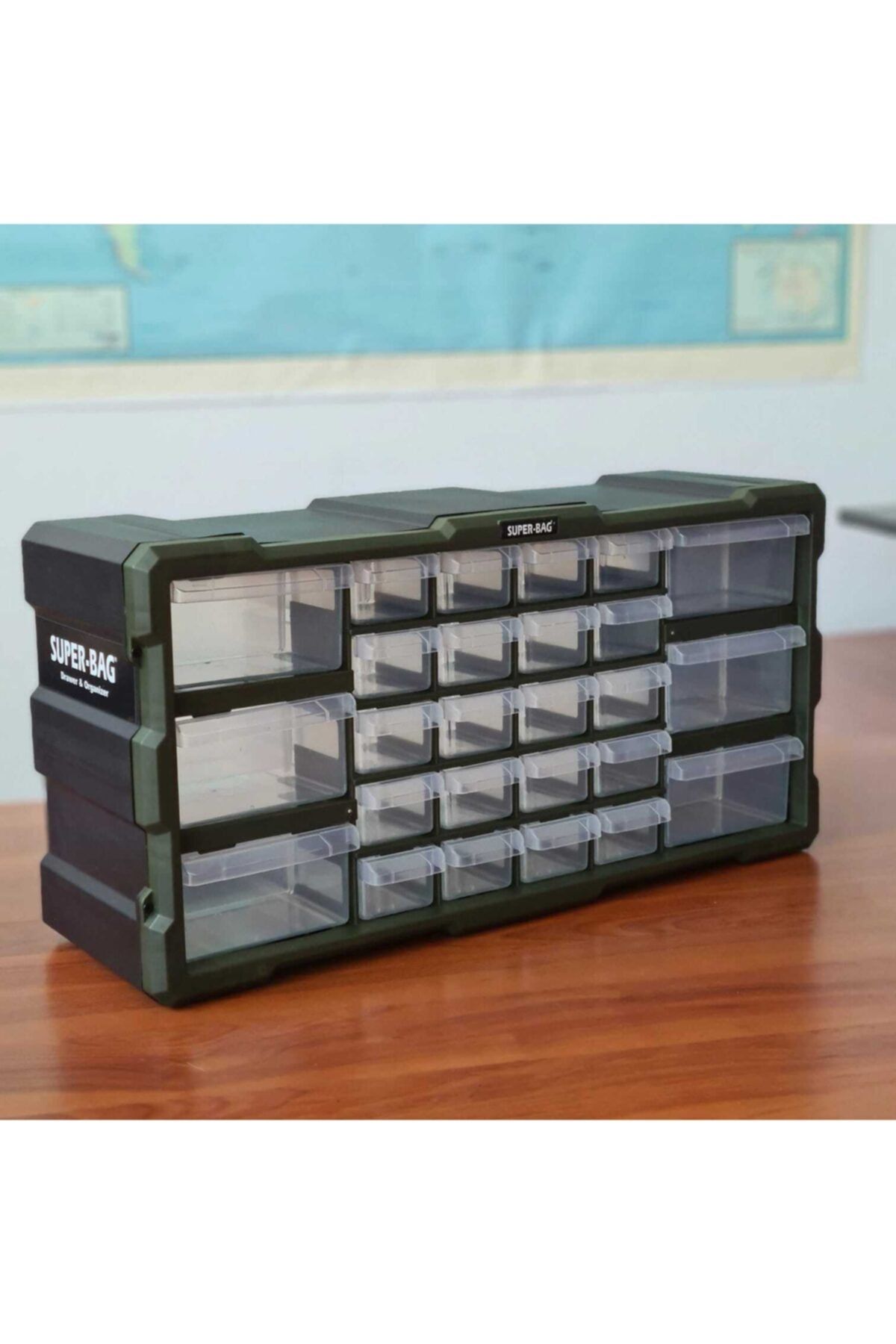ASRIN Super Bag Monoblok Çekmeceli Vida Boncuk Kutusu Organizer 26 Çekmece Vida Hobi Takım Çantası Sarı