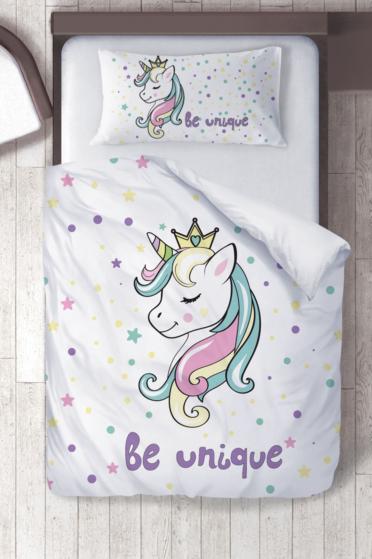 Tinybabyconcept Pamuk Saten New Unicorn Kız Çocuk Odası Çocuk Nevresim Takımı