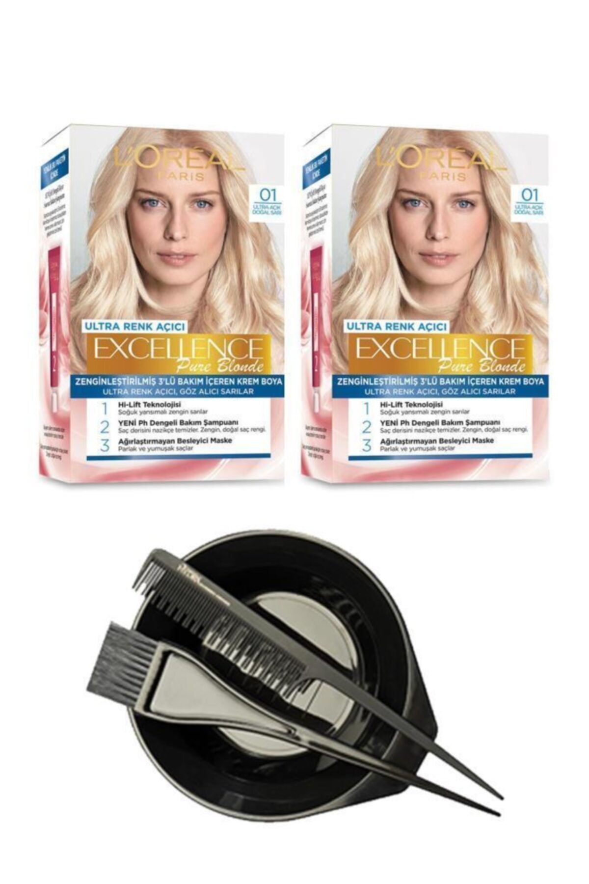 L'Oreal Paris Loreal Excellence Saç Boyası 01 X2+saç Boyama Seti
