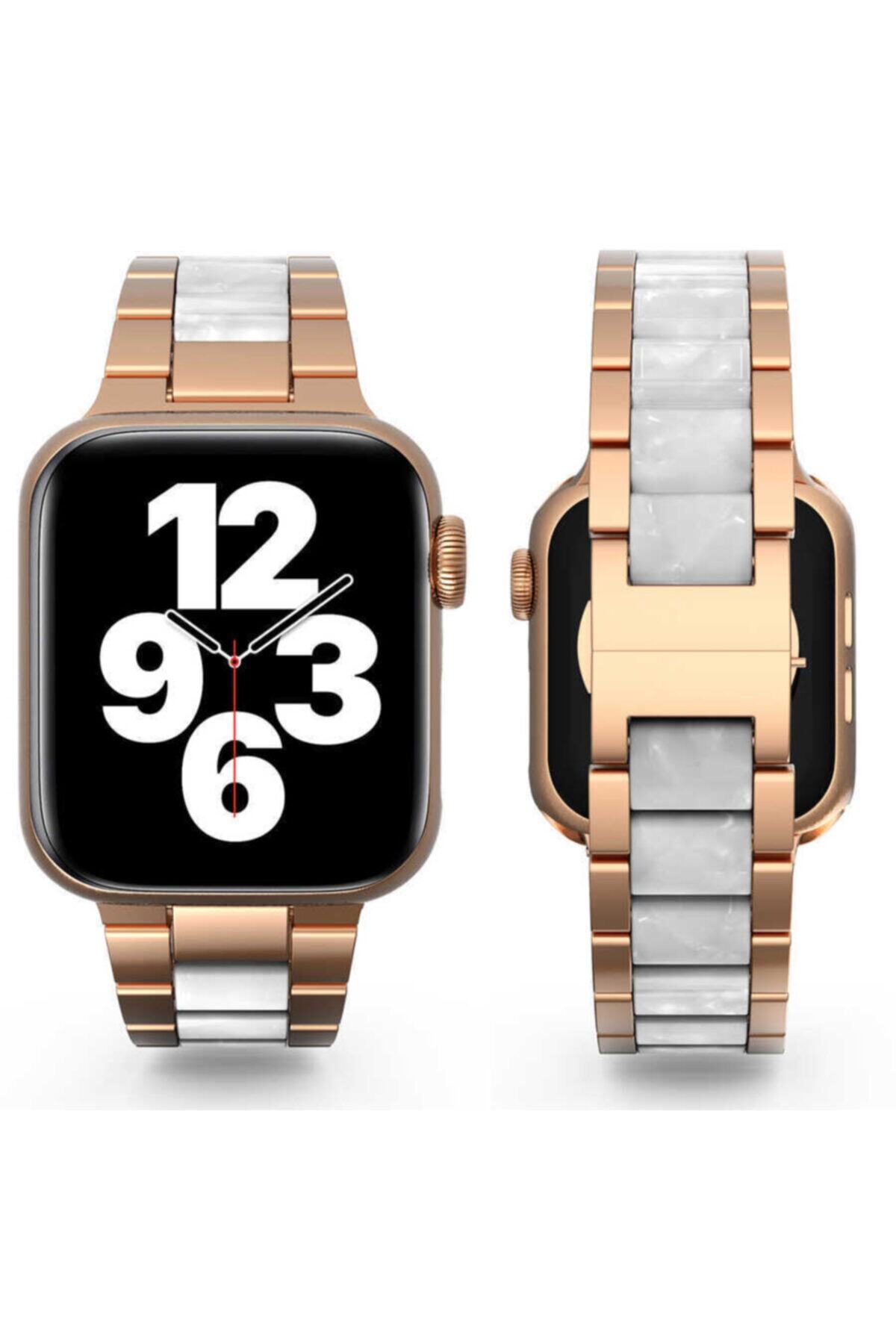 WIWU Apple Watch 44mm Uyumlu Iki Farklı Renk Dizaynı Şık Metal Resin Steel Belt Kordon