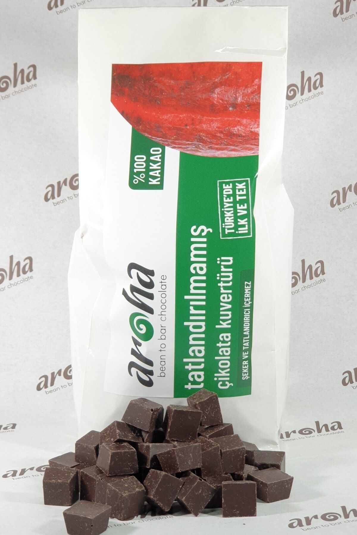 AROHA %100 Kakao - Tatlandırılmamış Şekersiz Bitter Çikolata Kuvertürü (2KG.)