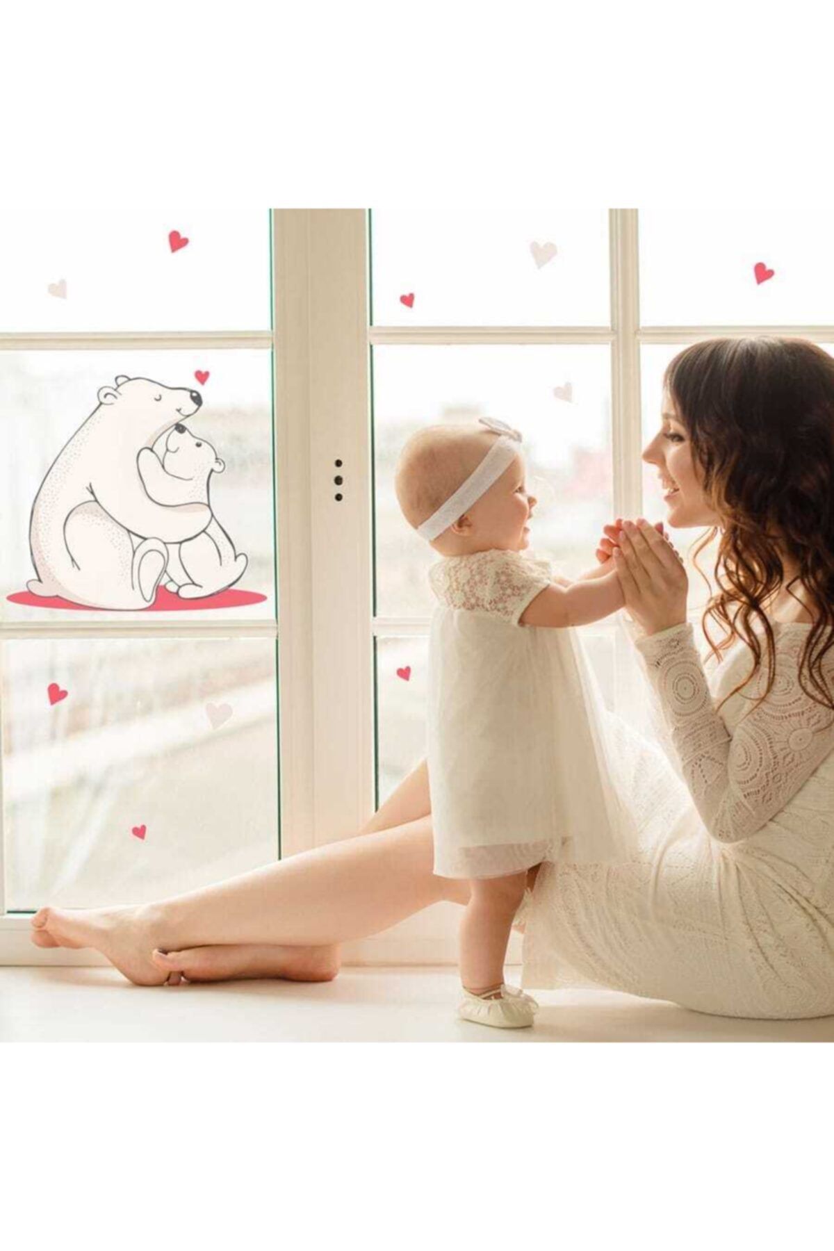 MyHappyPlace Kutup Ayısı Ve Kalpler Yeni Yıl Bebek Ve Çocuk Odası Dekoratif Çıkartma Sticker