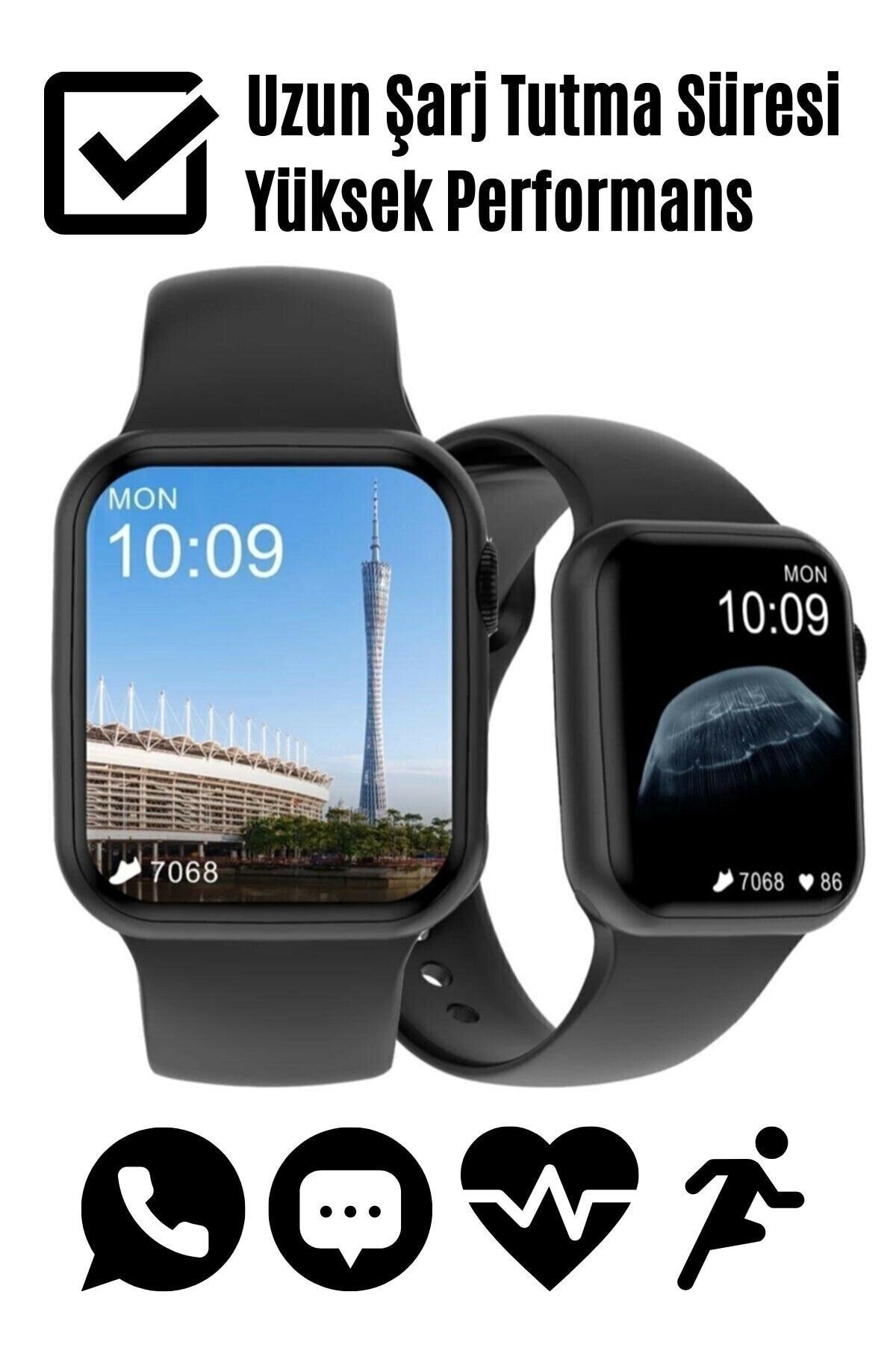 Noriyen Dt100 Plus Modeli Smartwatch Su Geçirmez IP67 Sertifikalı Nabız Ölçer Bayan Erkek Siyah Akıllı Saat